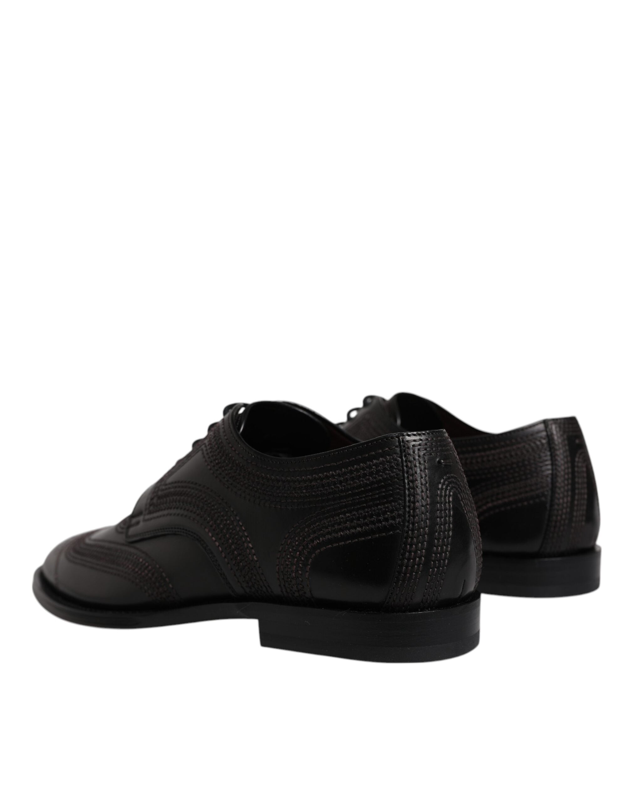 Zapatos Derby clásicos de piel con bordados negros de Dolce & Gabbana-4