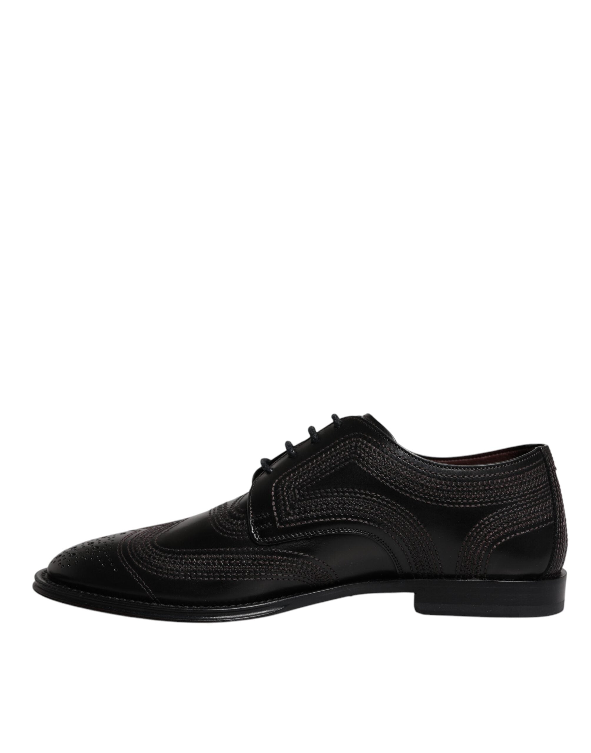 Zapatos Derby clásicos de piel con bordados negros de Dolce & Gabbana-5
