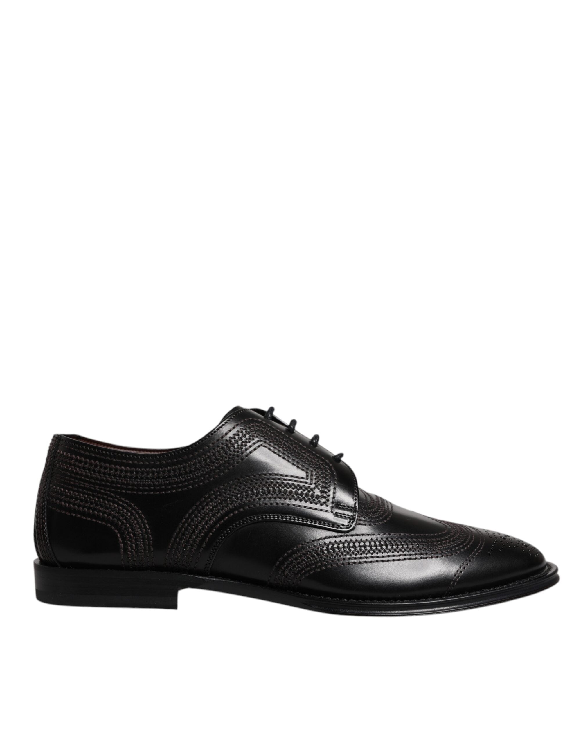 Dolce & Gabbana Schwarze bestickte klassische Derby-Schuhe aus Leder-1