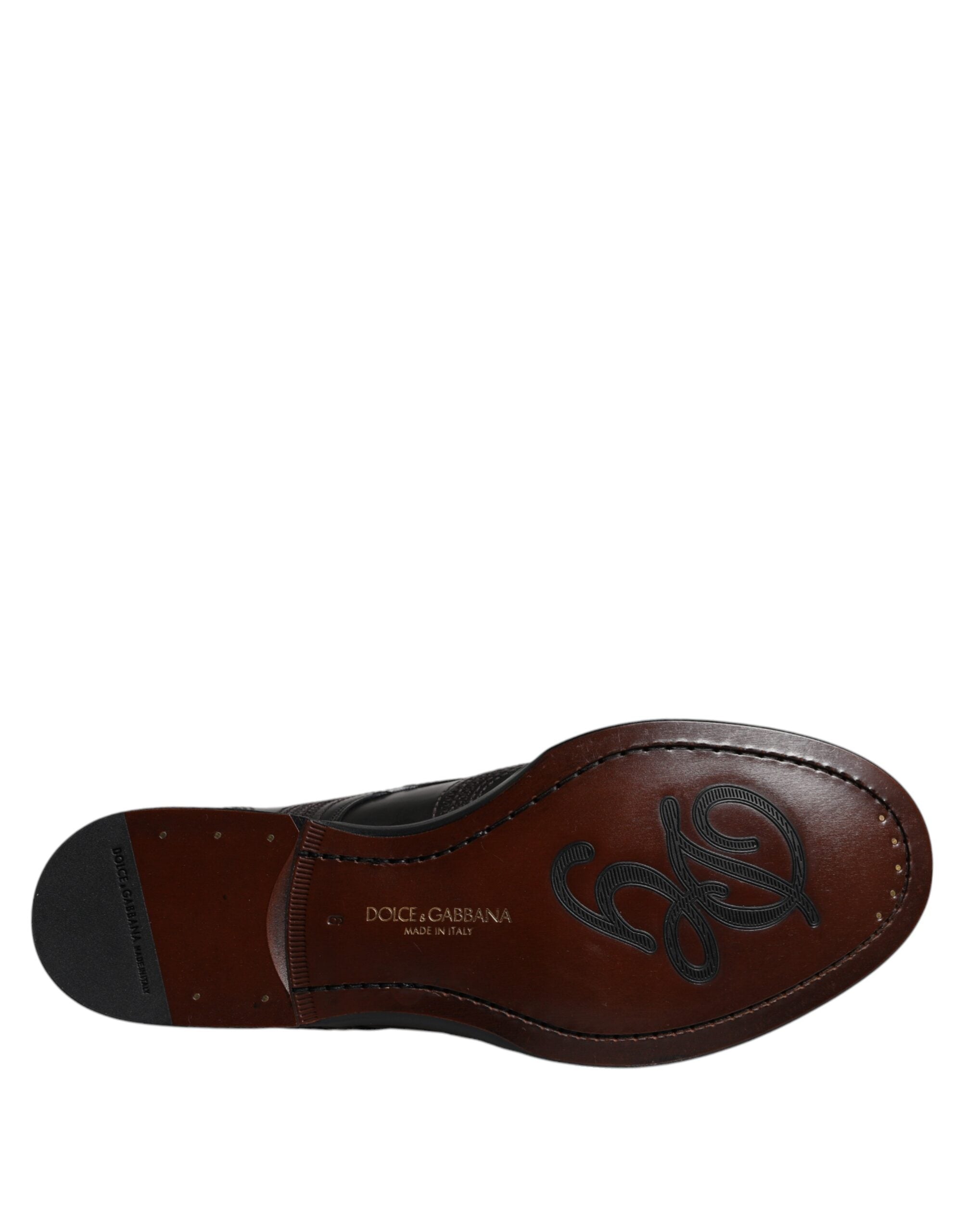 Dolce & Gabbana Schwarze bestickte klassische Derby-Schuhe aus Leder-7