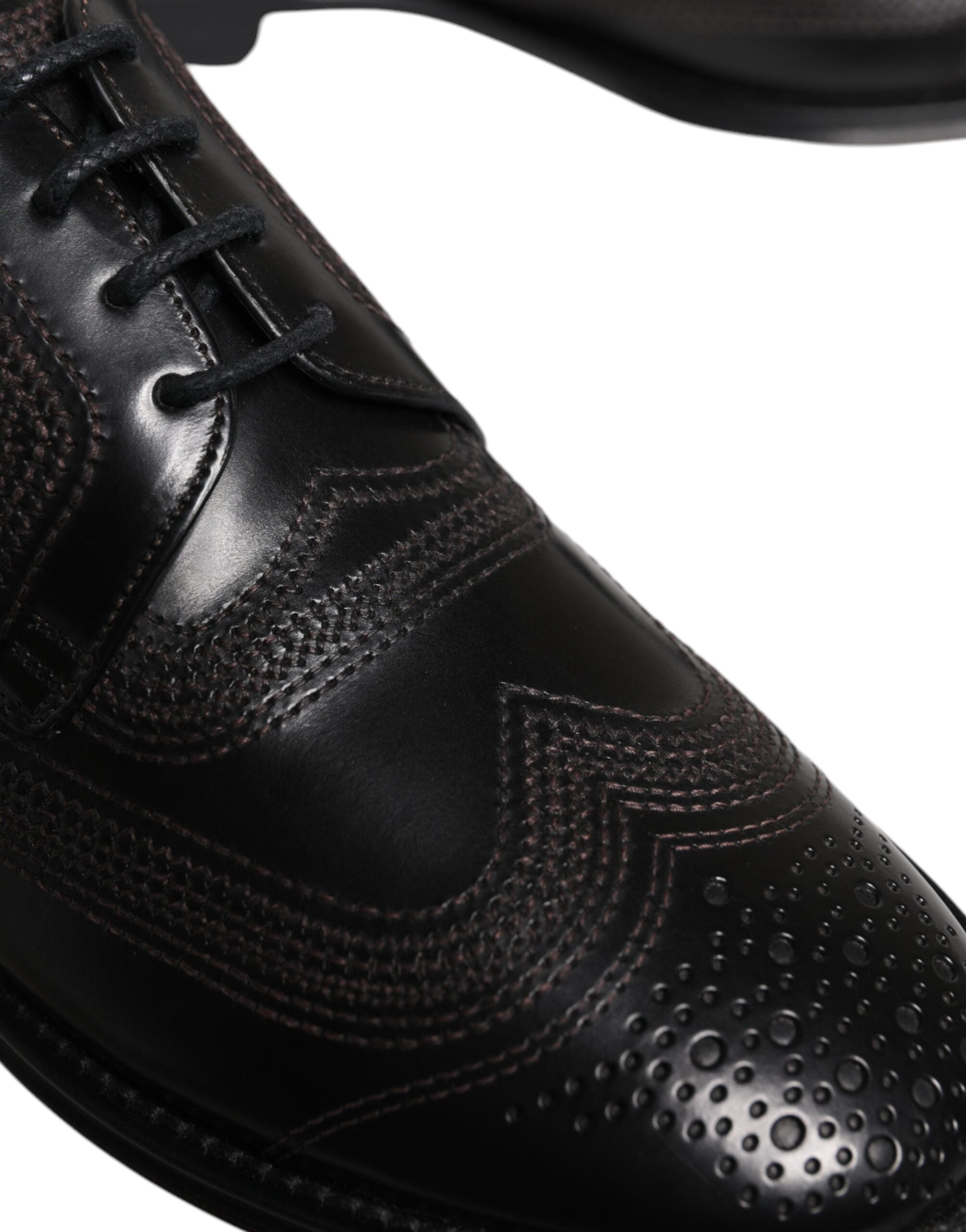 Dolce & Gabbana Schwarze bestickte klassische Derby-Schuhe aus Leder-8