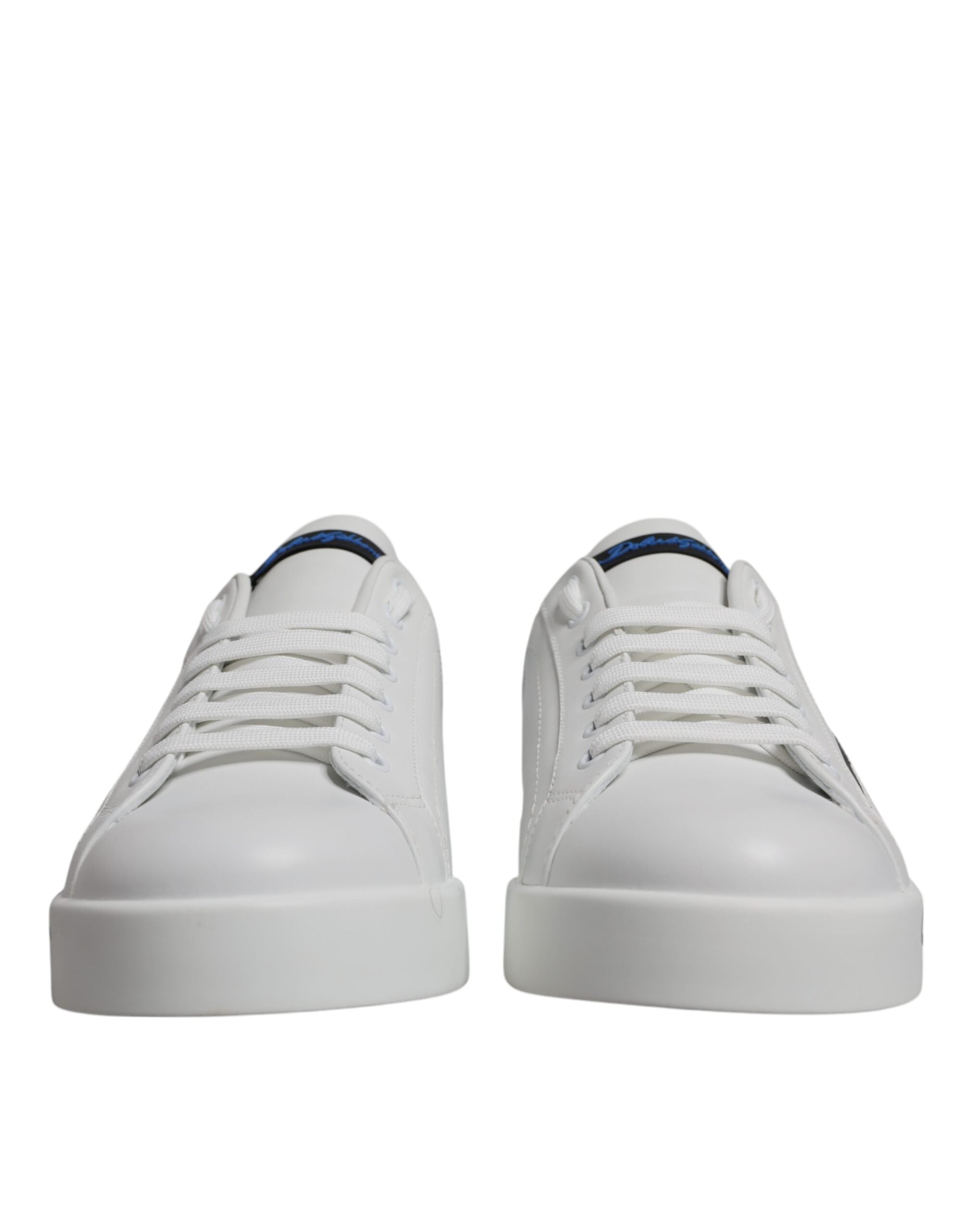 Dolce & Gabbana White Blue Leather Logo Low Top Sneakers Shoes-2