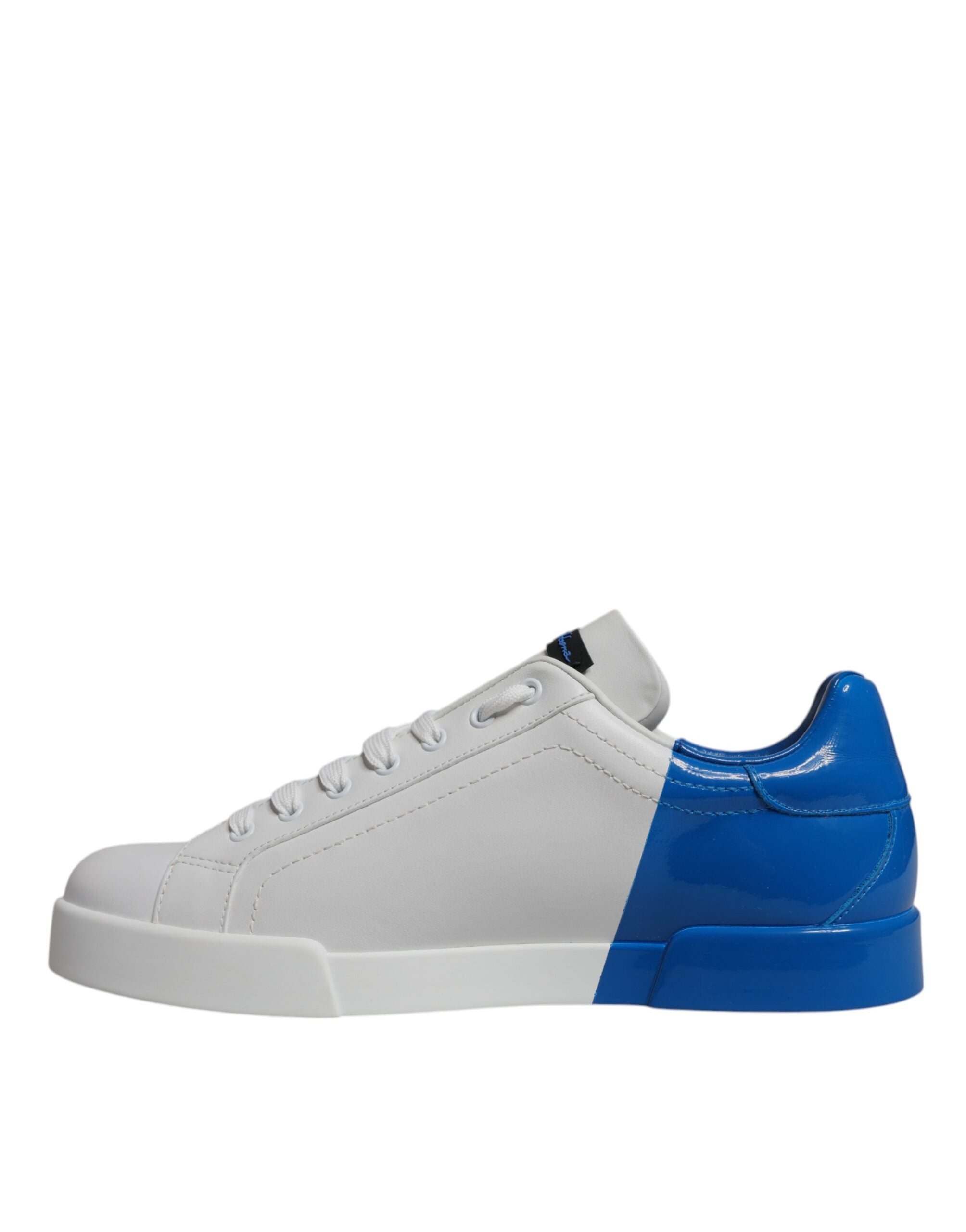Dolce & Gabbana White Blue Leather Logo Low Top Sneakers Shoes-5