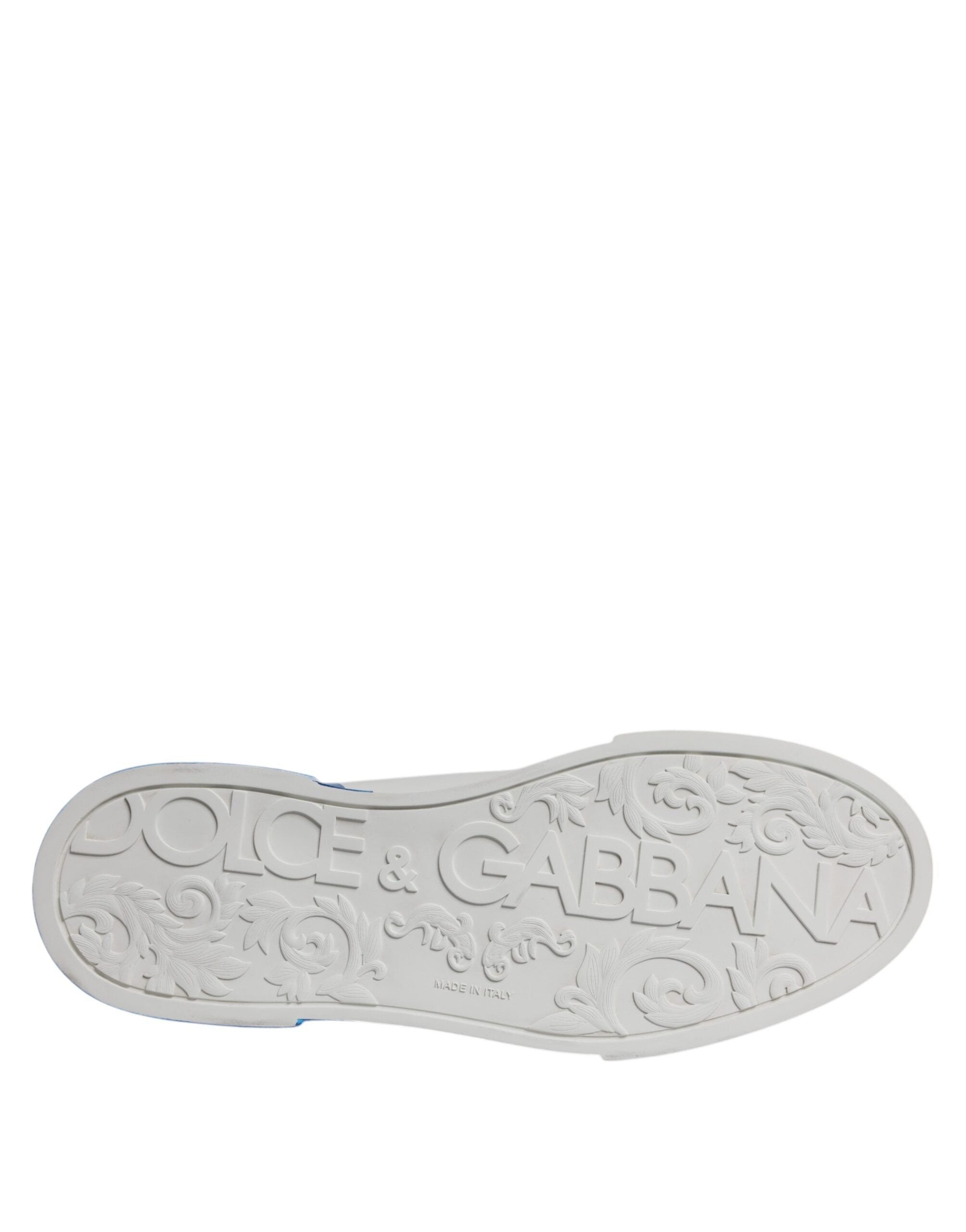 Dolce & Gabbana White Blue Leather Logo Low Top Sneakers Shoes-7