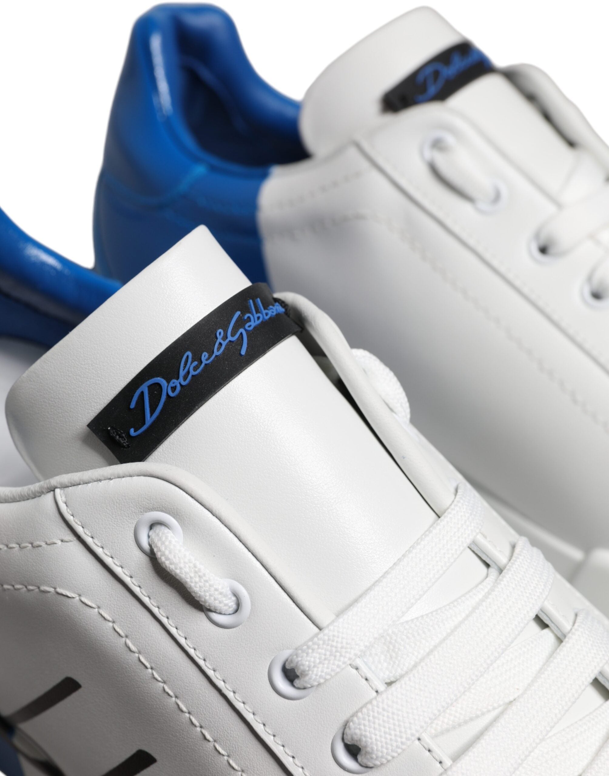 Dolce & Gabbana White Blue Leather Logo Low Top Sneakers Shoes-8