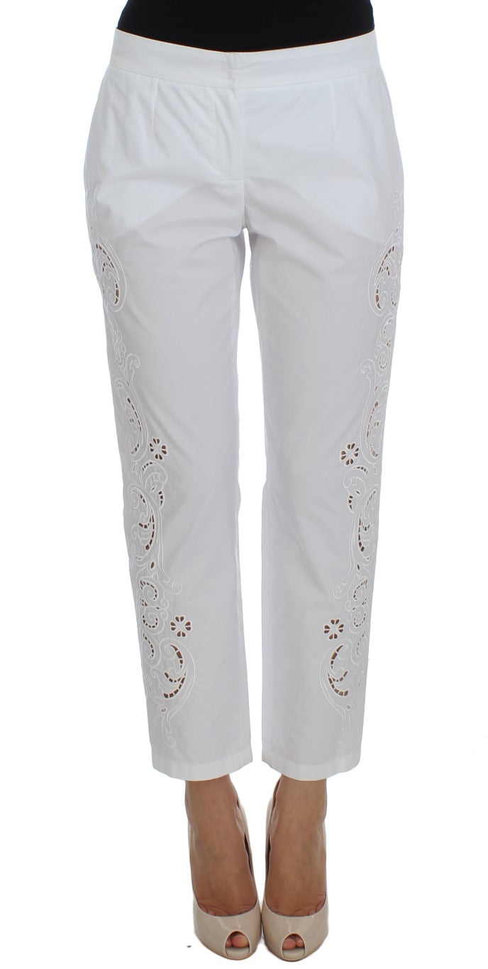 Dolce & Gabbana White dress with floral neckline Sicily trousers