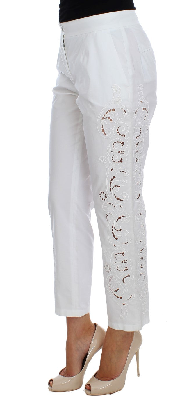 Dolce & Gabbana White dress with floral neckline Sicily trousers-2