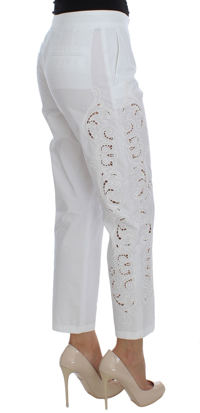 Dolce & Gabbana White dress with floral neckline Sicily trousers-4