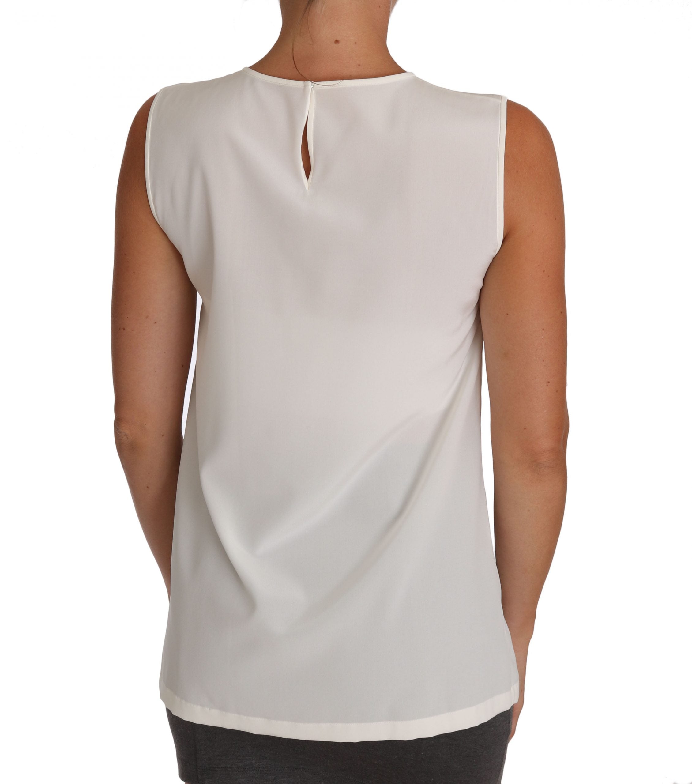 Dolce & Gabbana white silk top with sequins and crystal embellishment-5