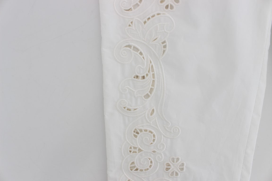 Dolce & Gabbana White dress with floral neckline Sicily trousers-6