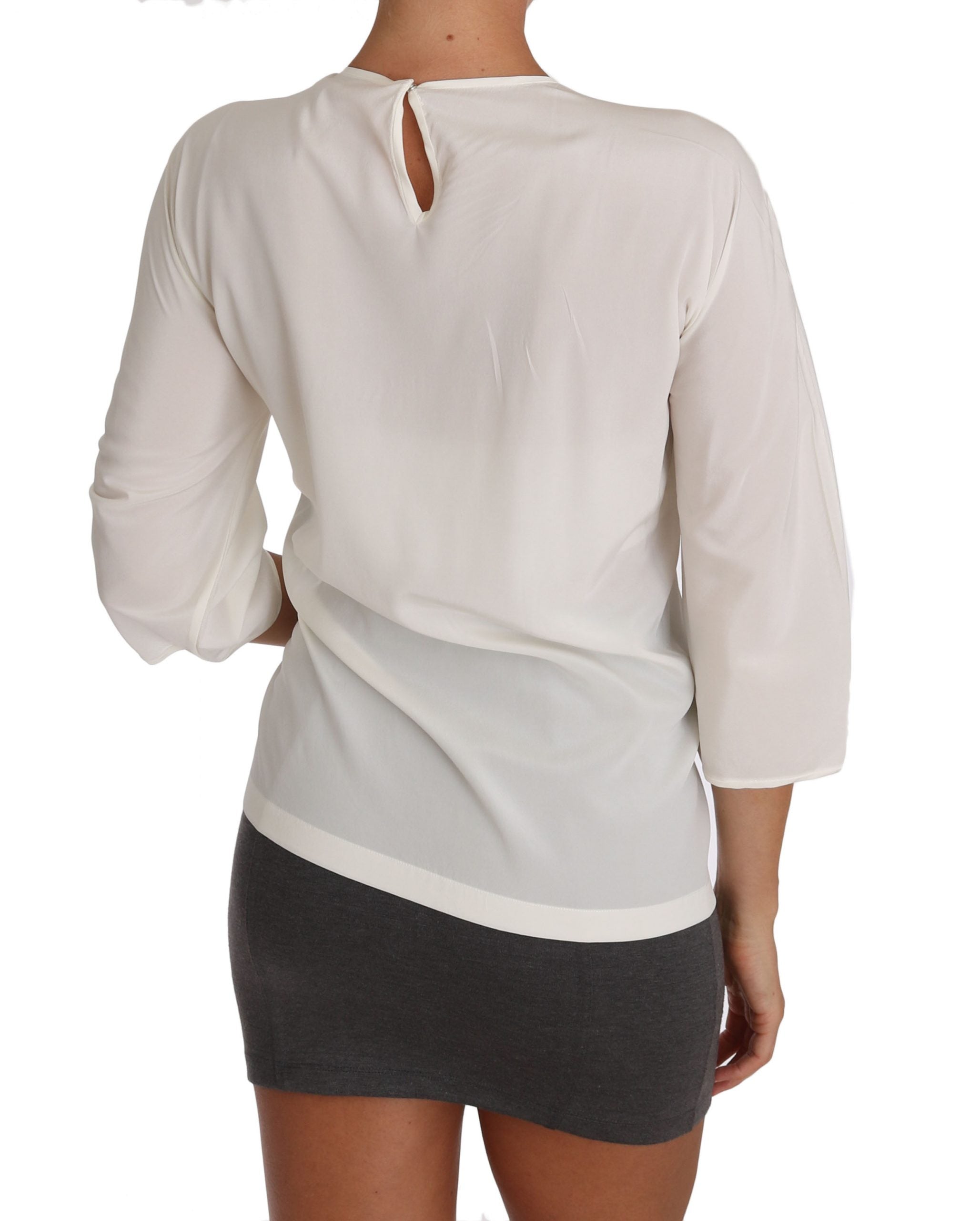 Dolce & Gabbana White Silk T-Shirt #dgfamily Blouse-4