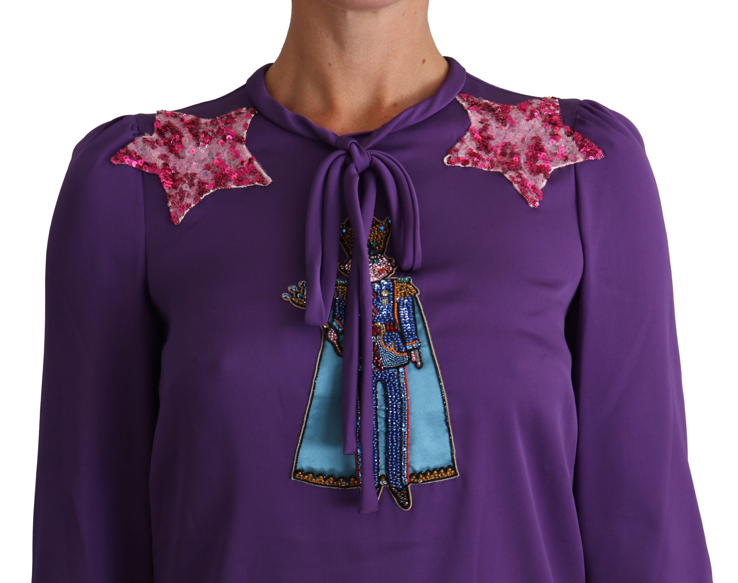 Dolce & Gabbana Lilac Blouse Prince Fairy Tale Embellished Top-3