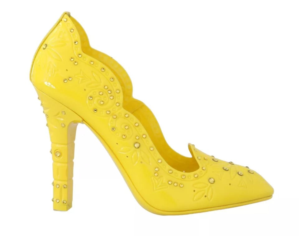 Dolce & Gabbana Yellow Crystal Heels CINDERELLA Shoes-1