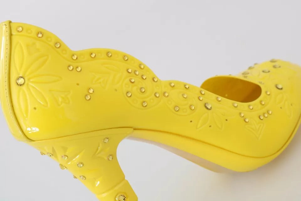 Dolce & Gabbana Yellow Crystal Heels CINDERELLA Shoes-8