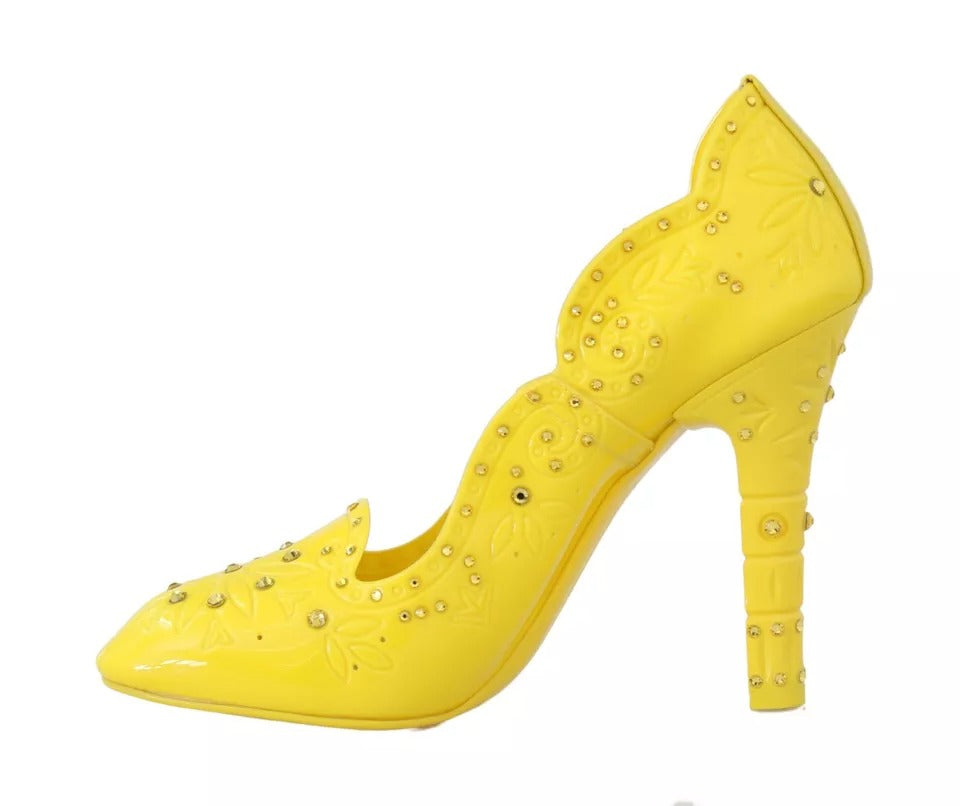 Dolce & Gabbana Yellow Crystal Heels CINDERELLA Shoes-5