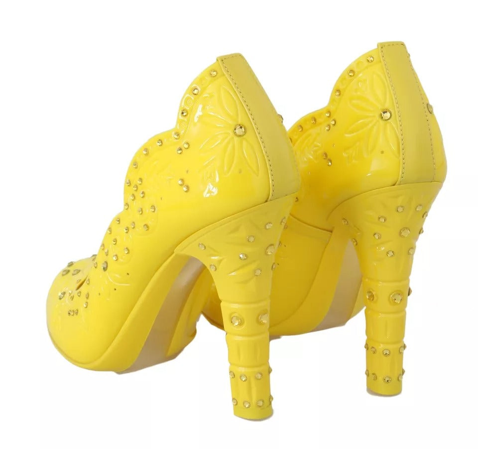 Dolce & Gabbana Yellow Crystal Heels CINDERELLA Shoes-7