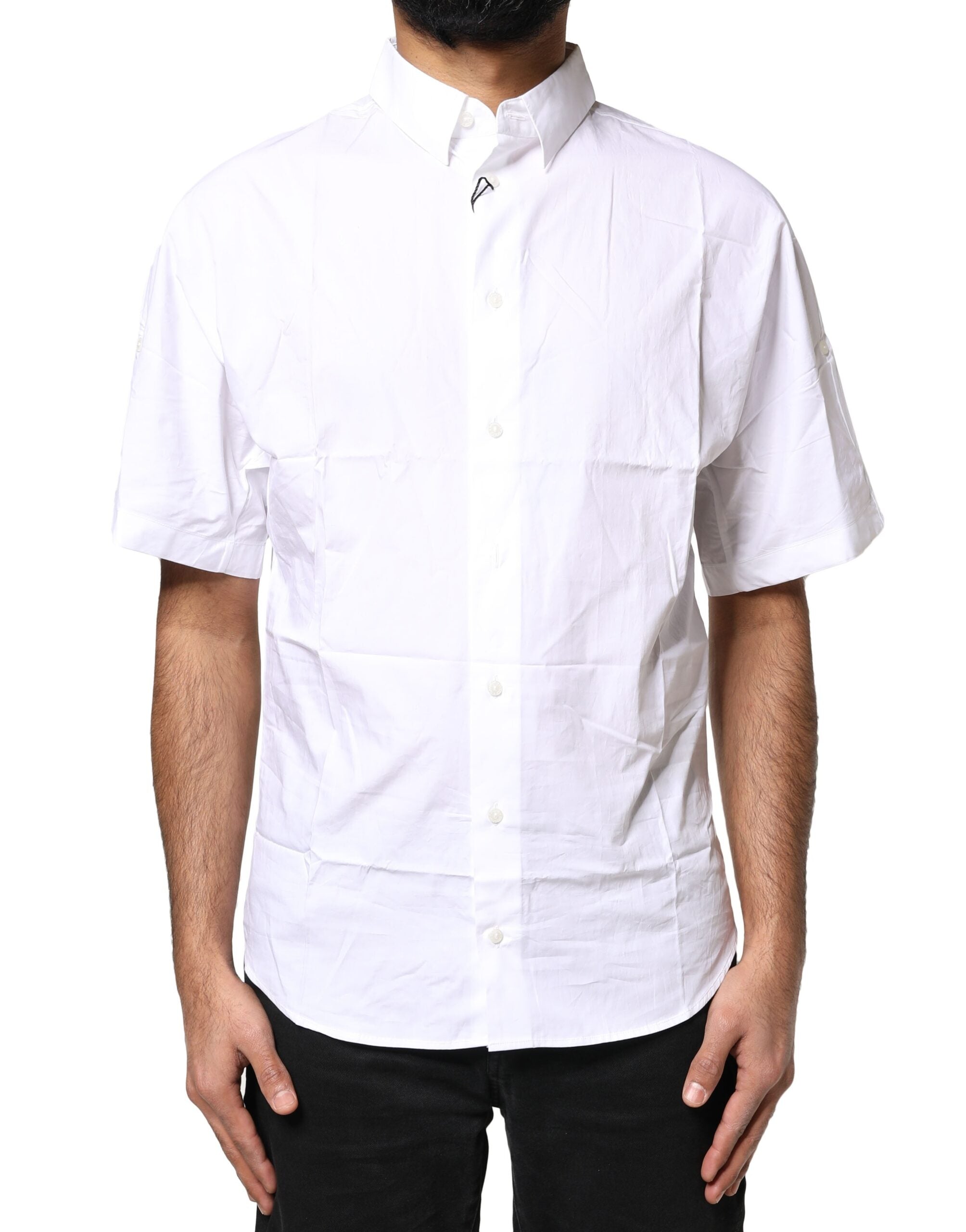 Dolce & Gabbana White Cotton Polo Shirt with Button Placket for Men