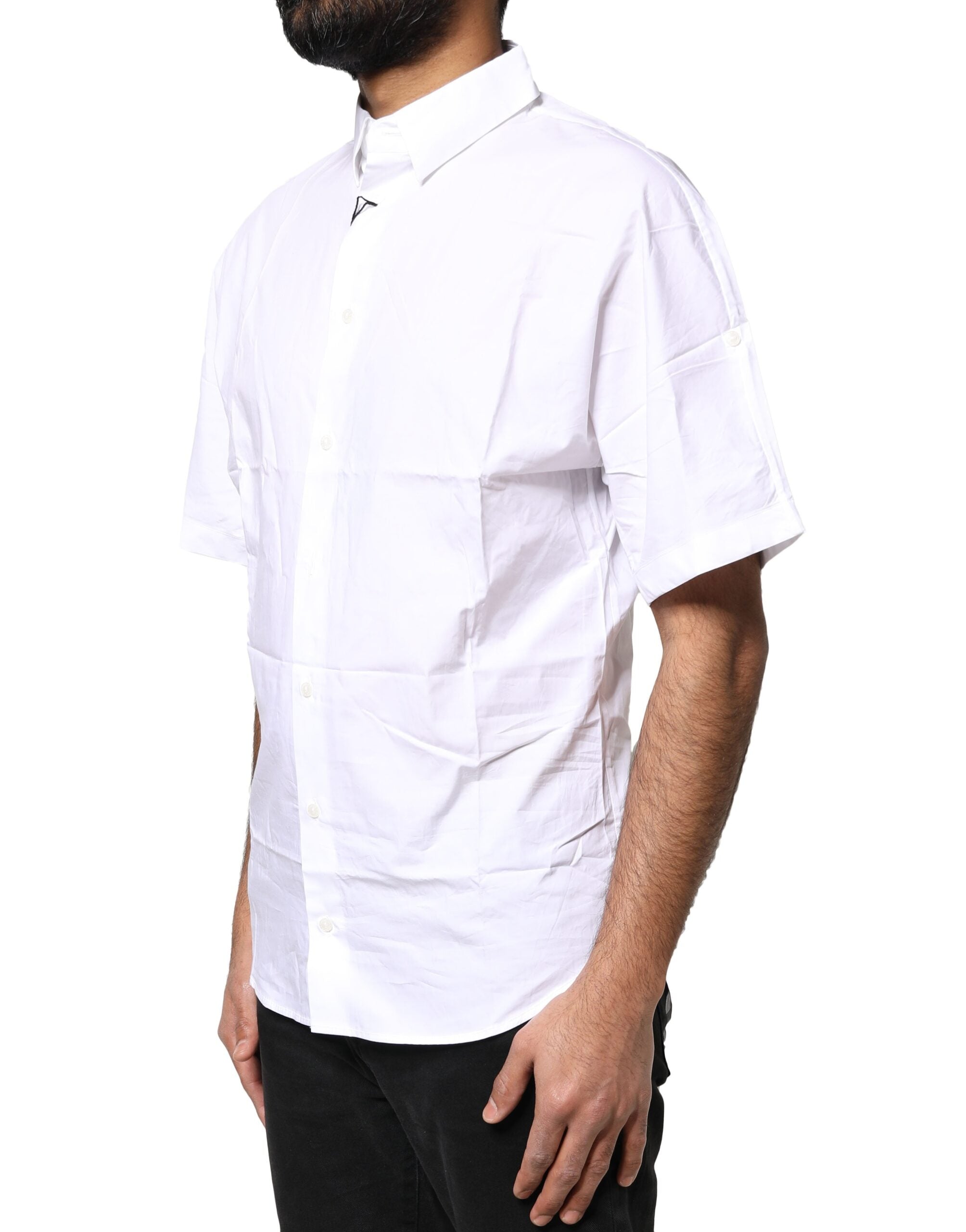 Polo de algodón blanco con tapeta de botones de Dolce & Gabbana para hombre-2