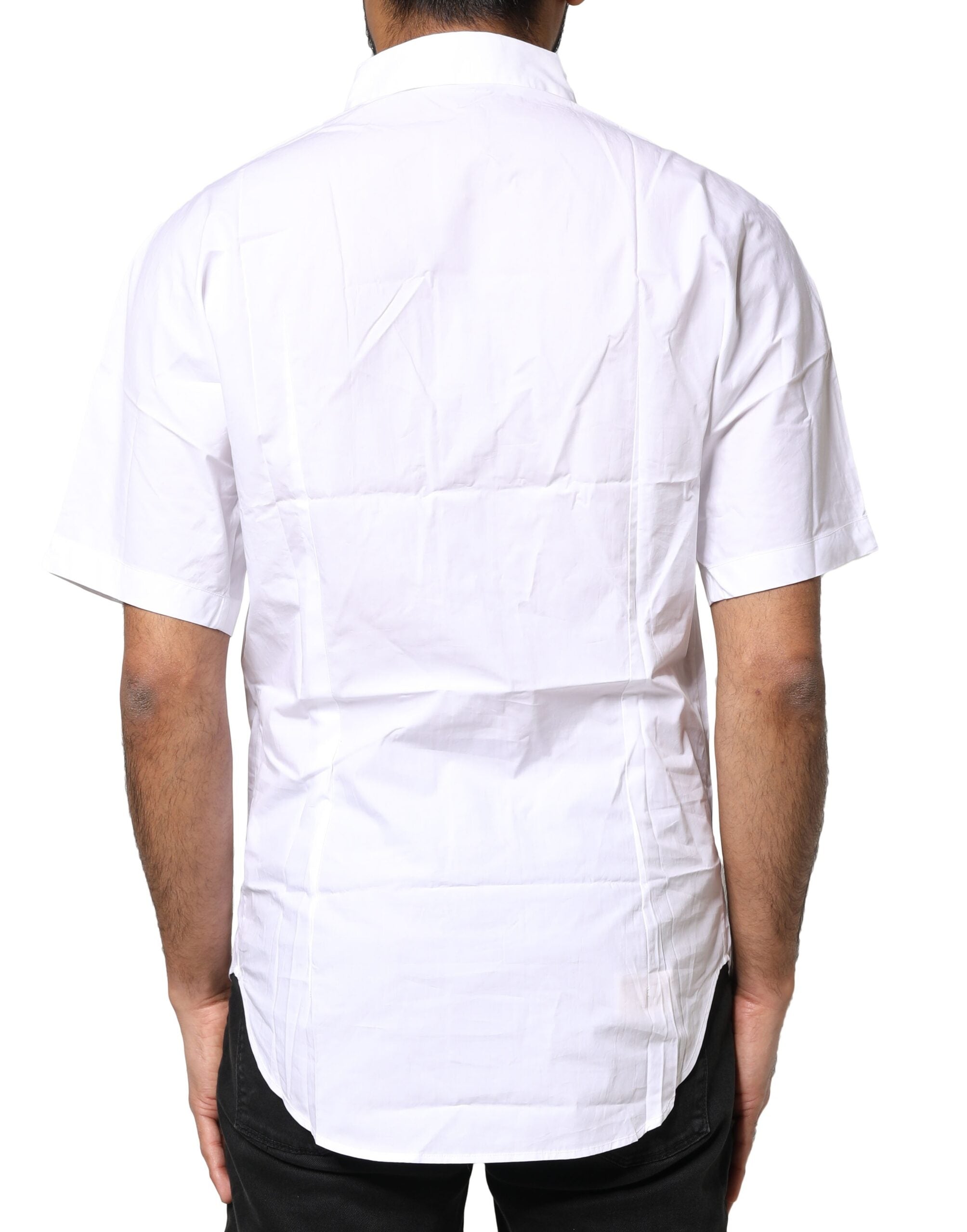 Polo de algodón blanco con tapeta de botones de Dolce & Gabbana para hombre-3