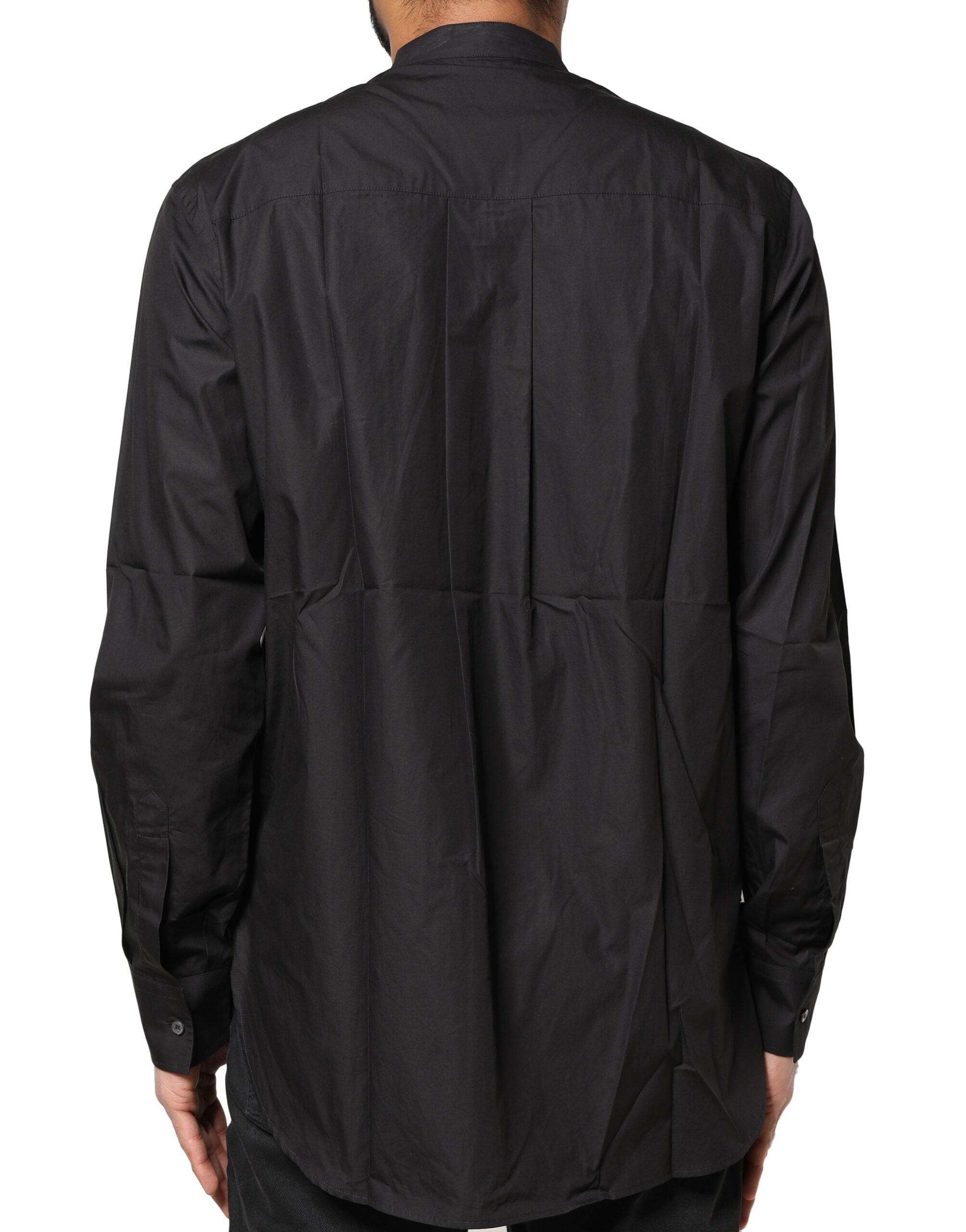 Camisa de algodón negra con botones Dolce & Gabbana para hombre-3