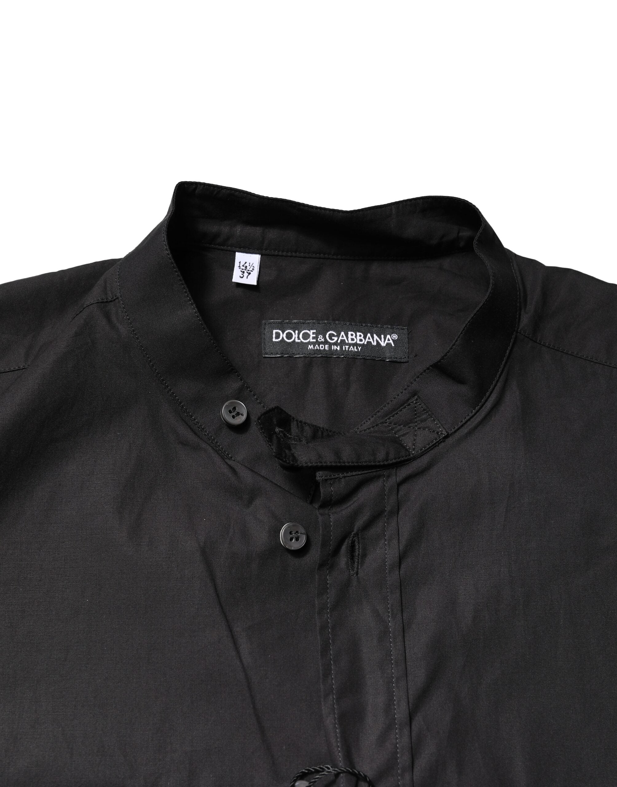 Camisa de algodón negra con botones Dolce & Gabbana para hombre-4