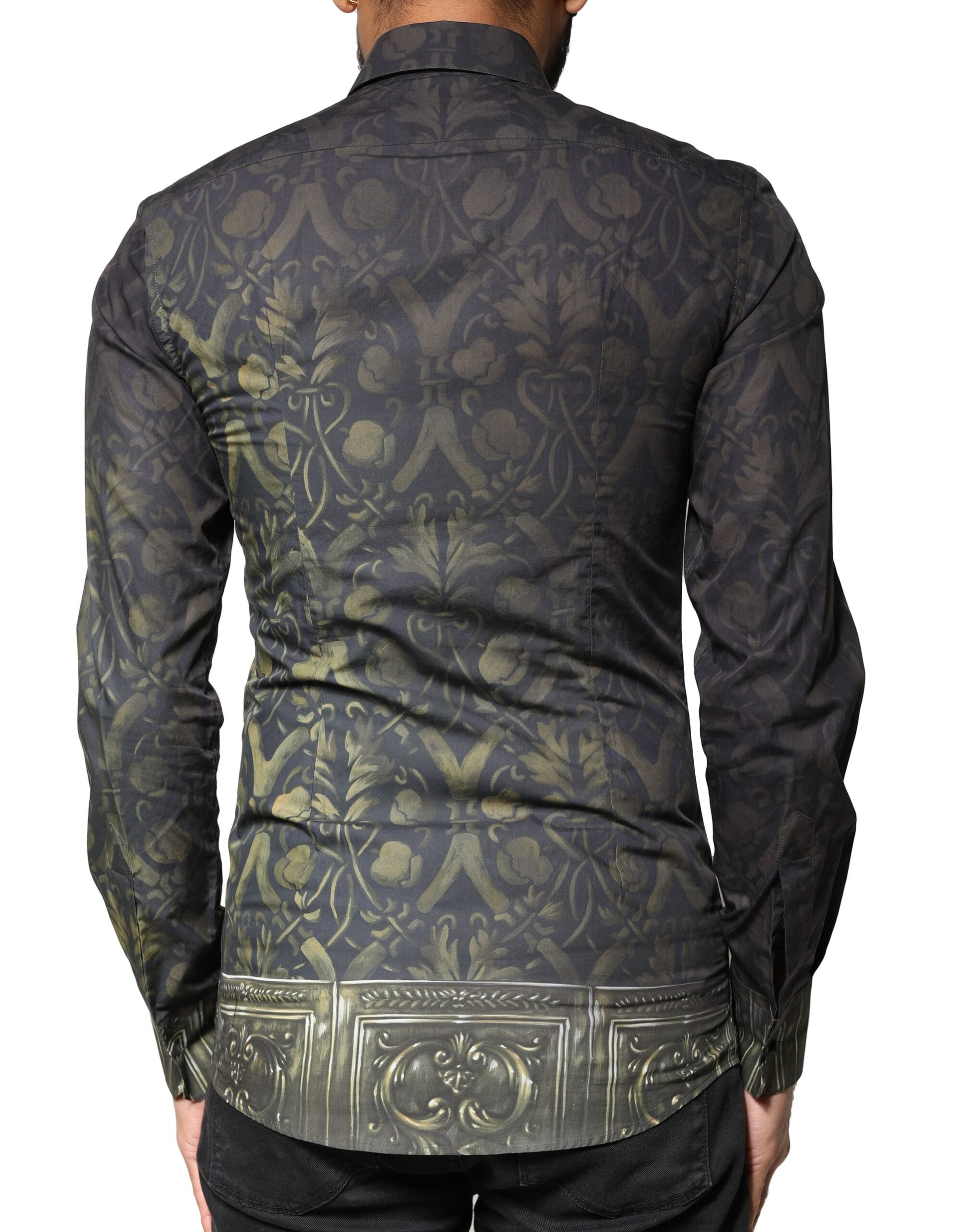 Dolce & Gabbana Black Royal Pet Portrait GOLD Dress Shirt-4