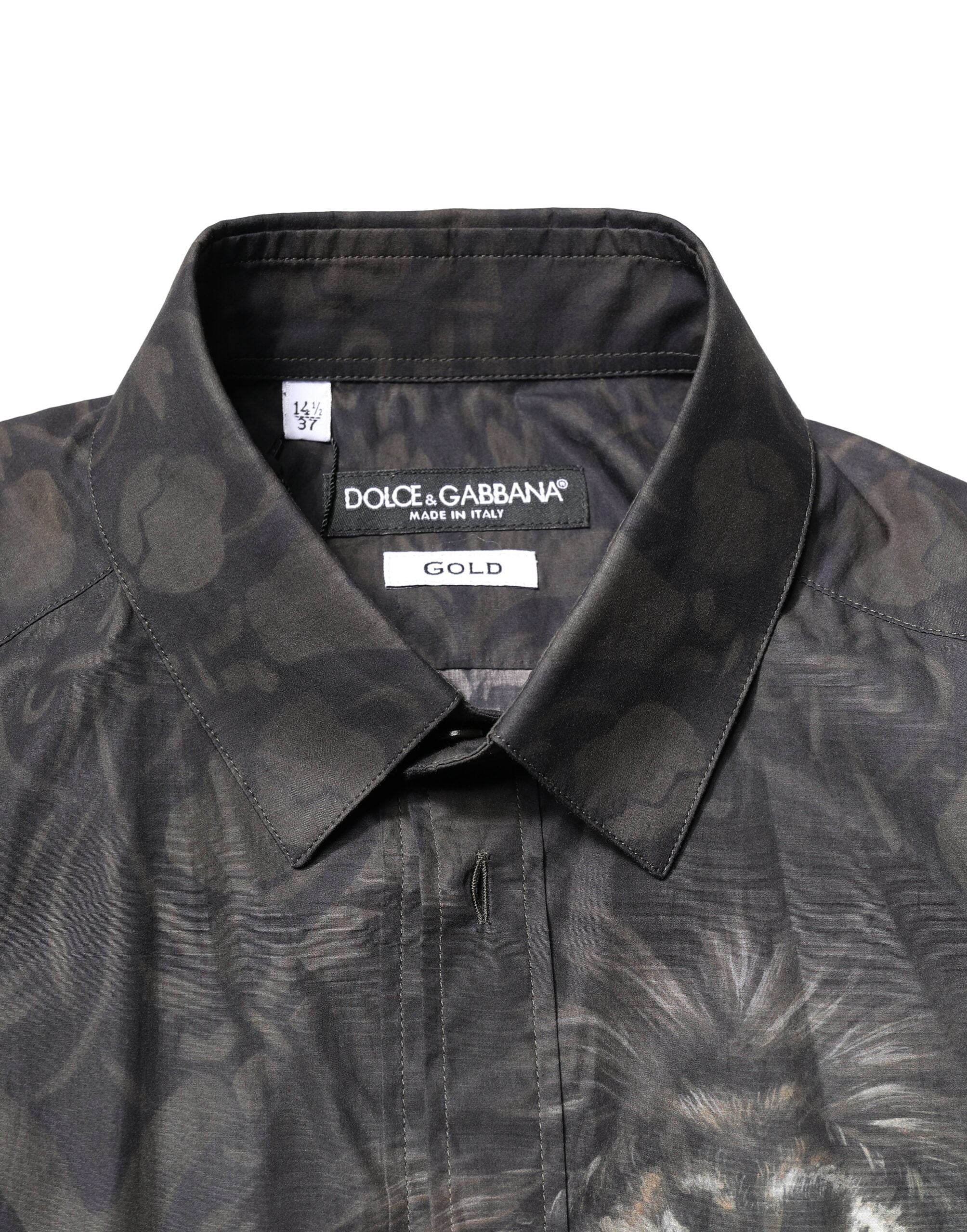 Dolce & Gabbana Black Royal Pet Portrait GOLD Dress Shirt-5