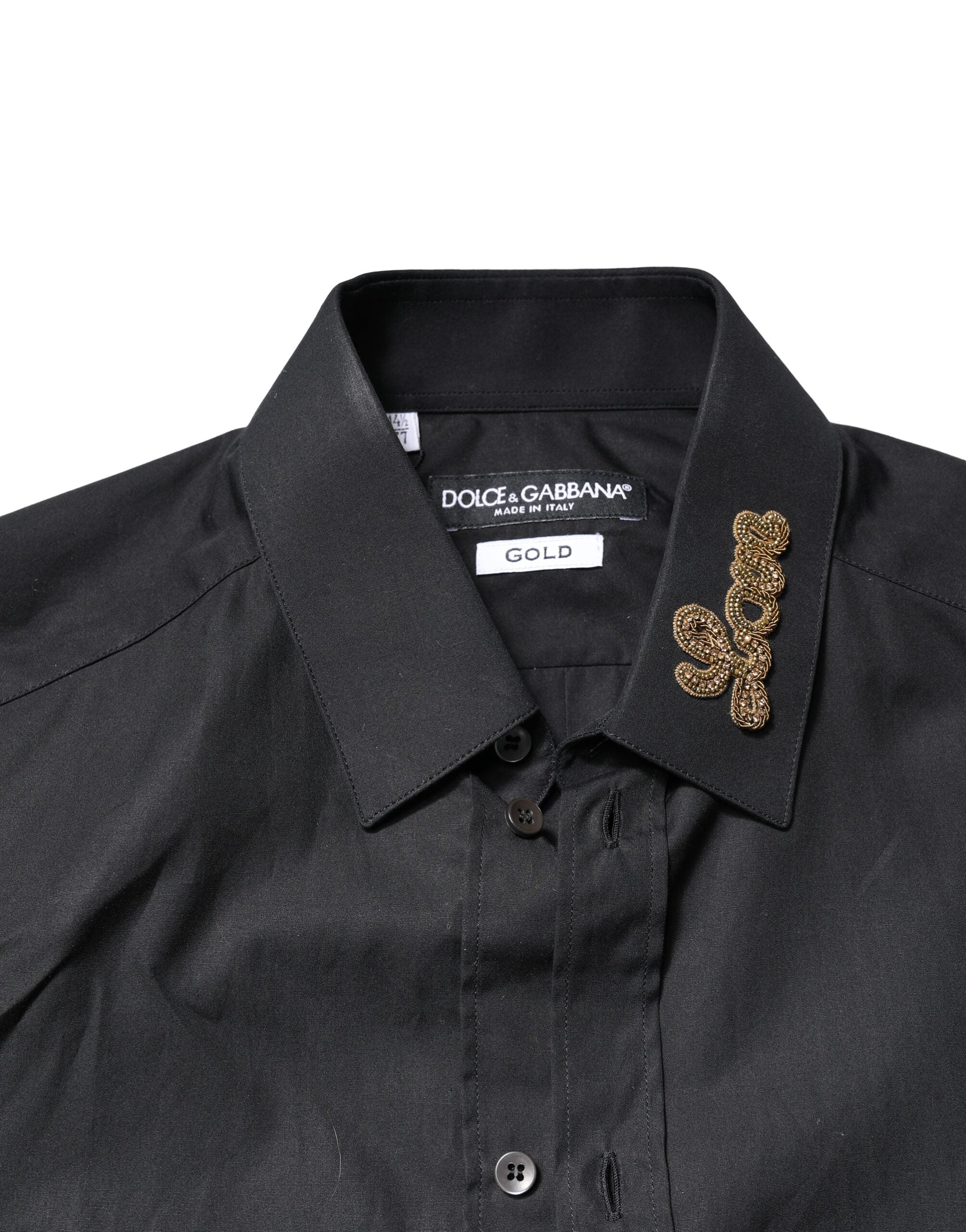 Dolce & Gabbana Black Love Embroidery GOLD Formal Shirt-4