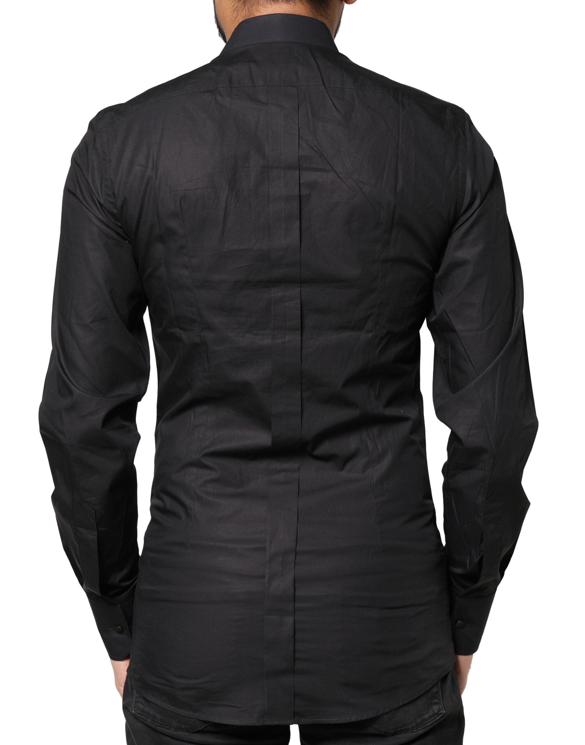 Dolce & Gabbana Black Gold Cross Embellished Men's Shirt-4