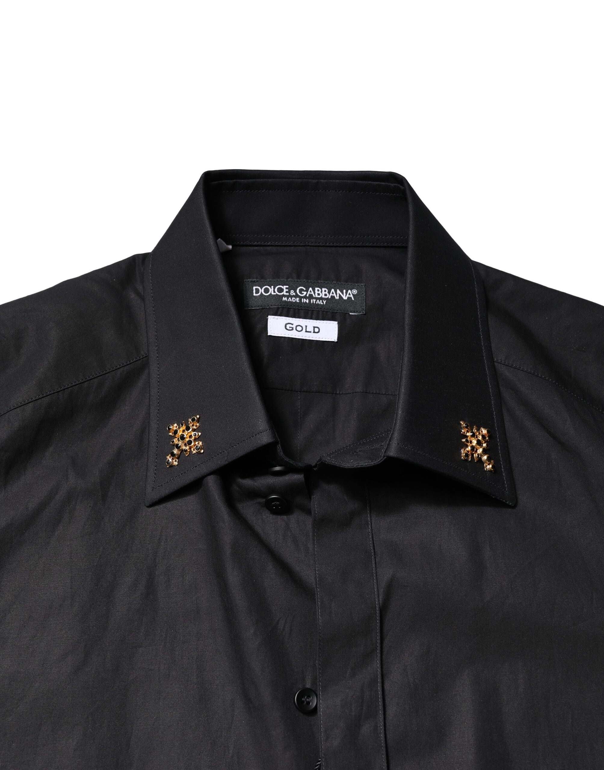 Dolce & Gabbana Black Gold Cross Embellished Men's Shirt-5