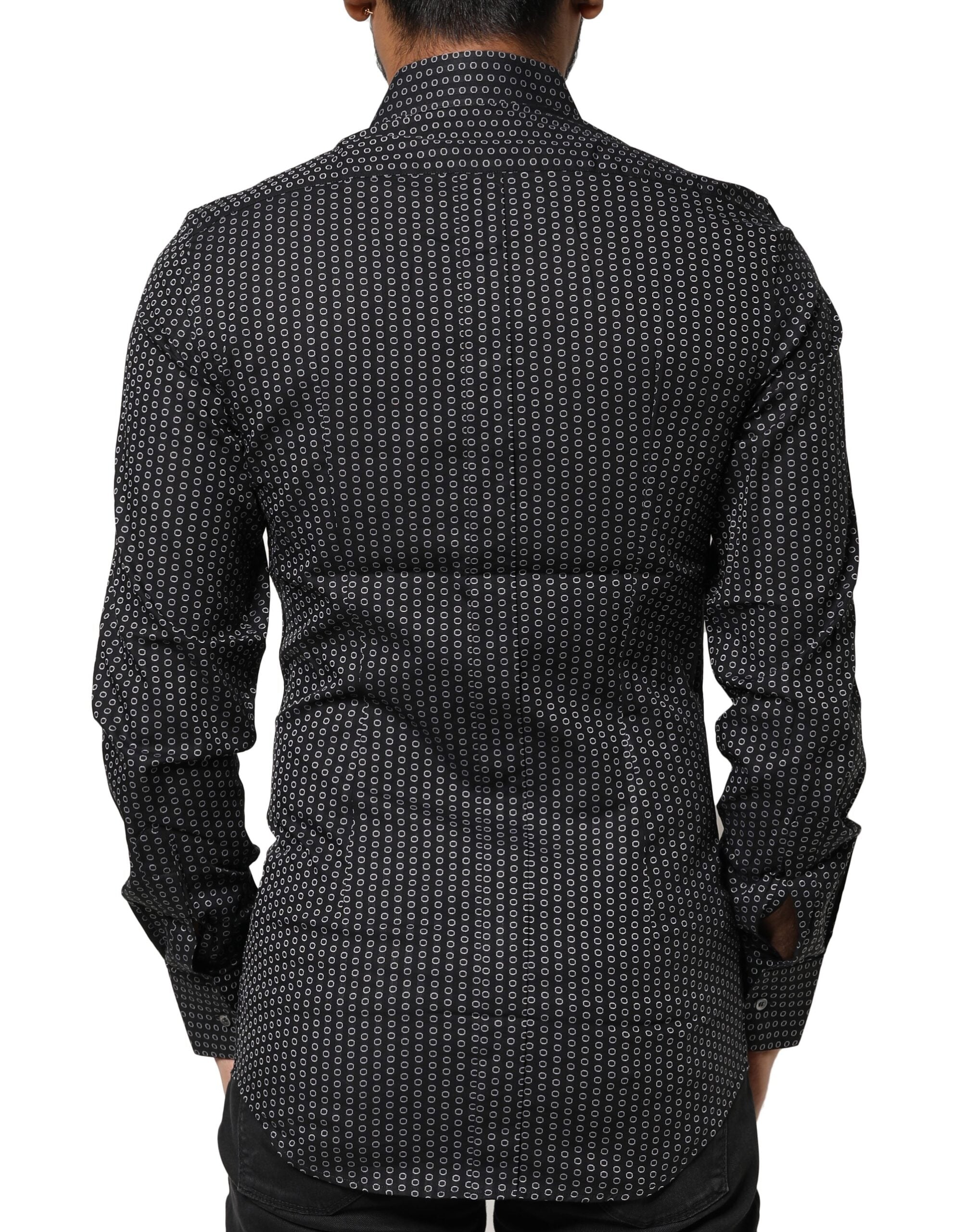 Dolce & Gabbana Black Gold Patterned Cotton Shirt for Men-4
