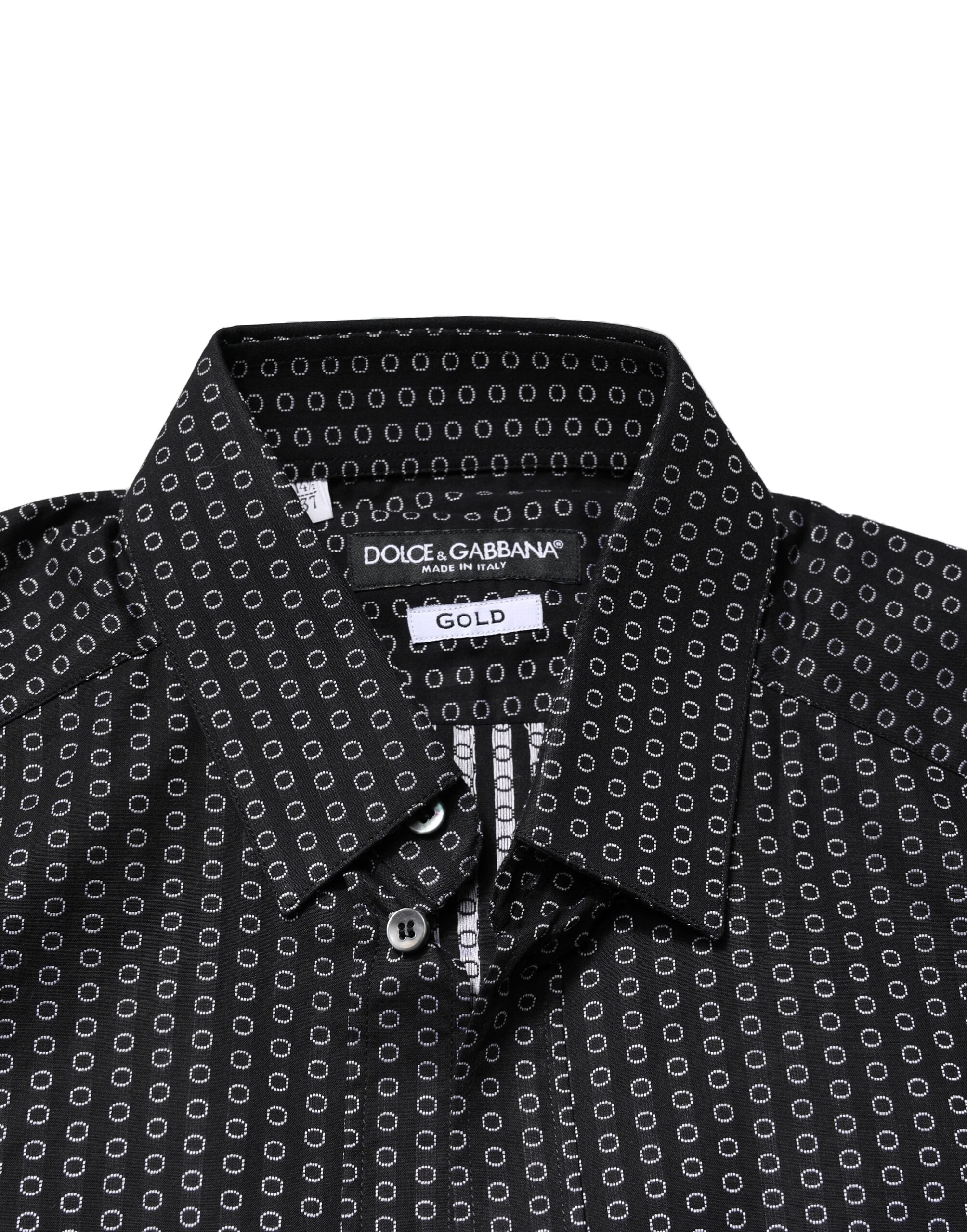 Dolce & Gabbana Black Gold Patterned Cotton Shirt for Men-5