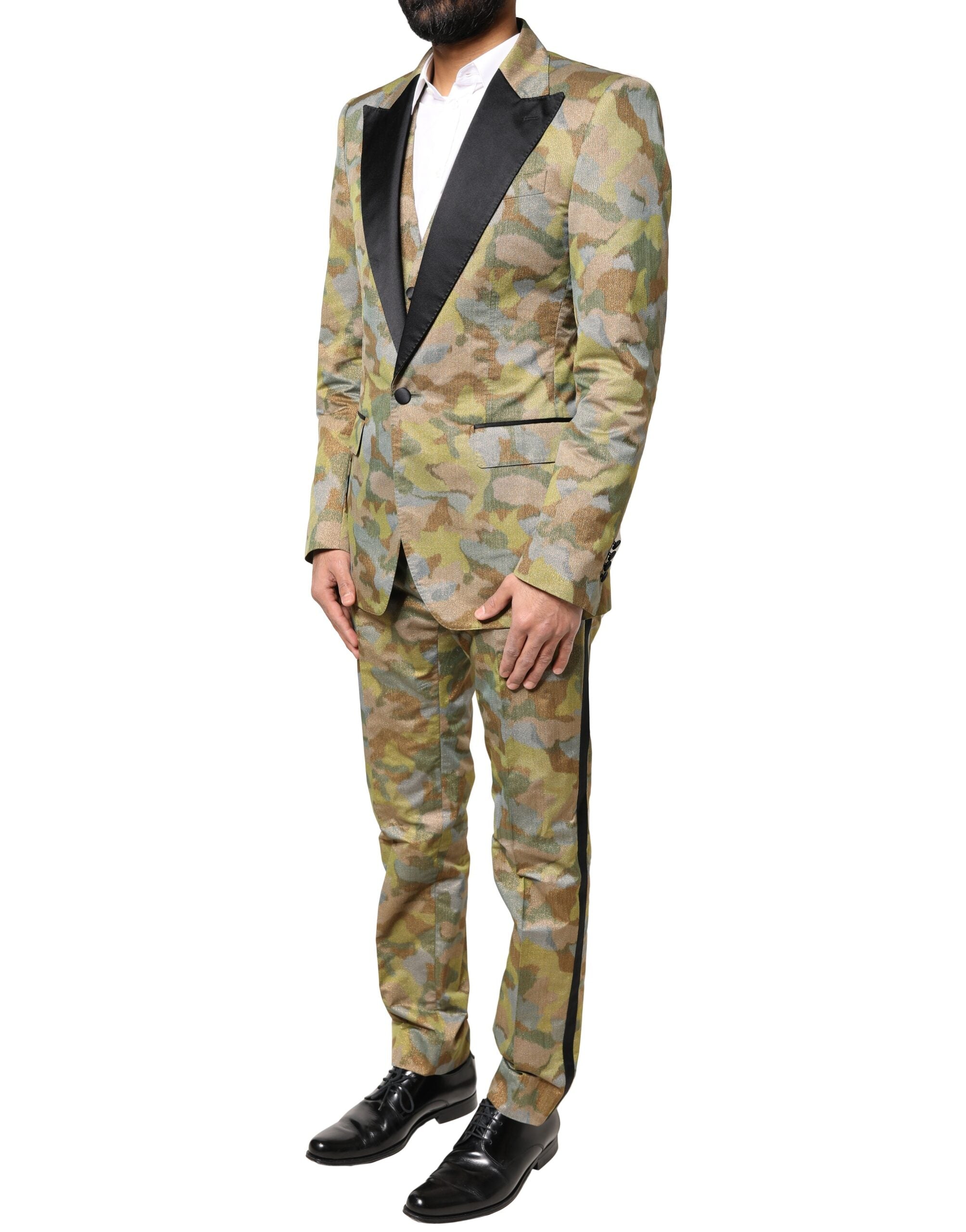 Dolce & Gabbana Multicolor Camouflage SICILIA 3-Piece Suit-3