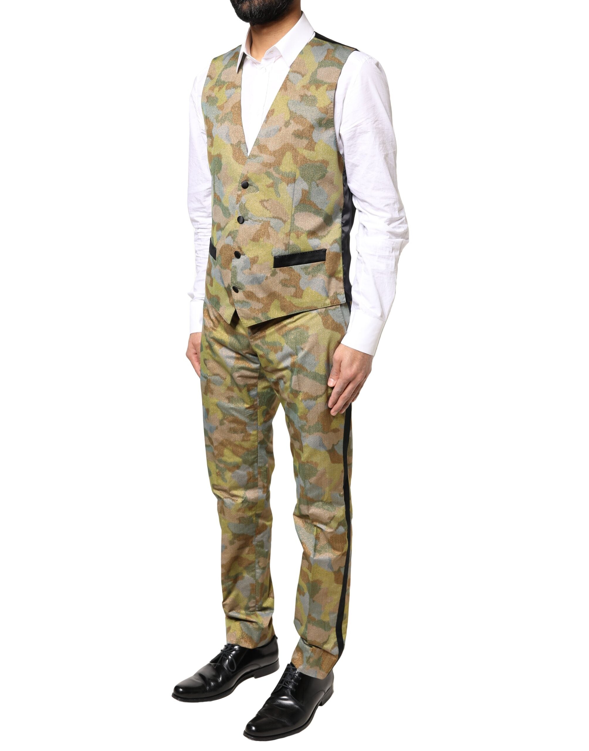 Dolce & Gabbana Multicolor Camouflage SICILIA 3-Piece Suit-6