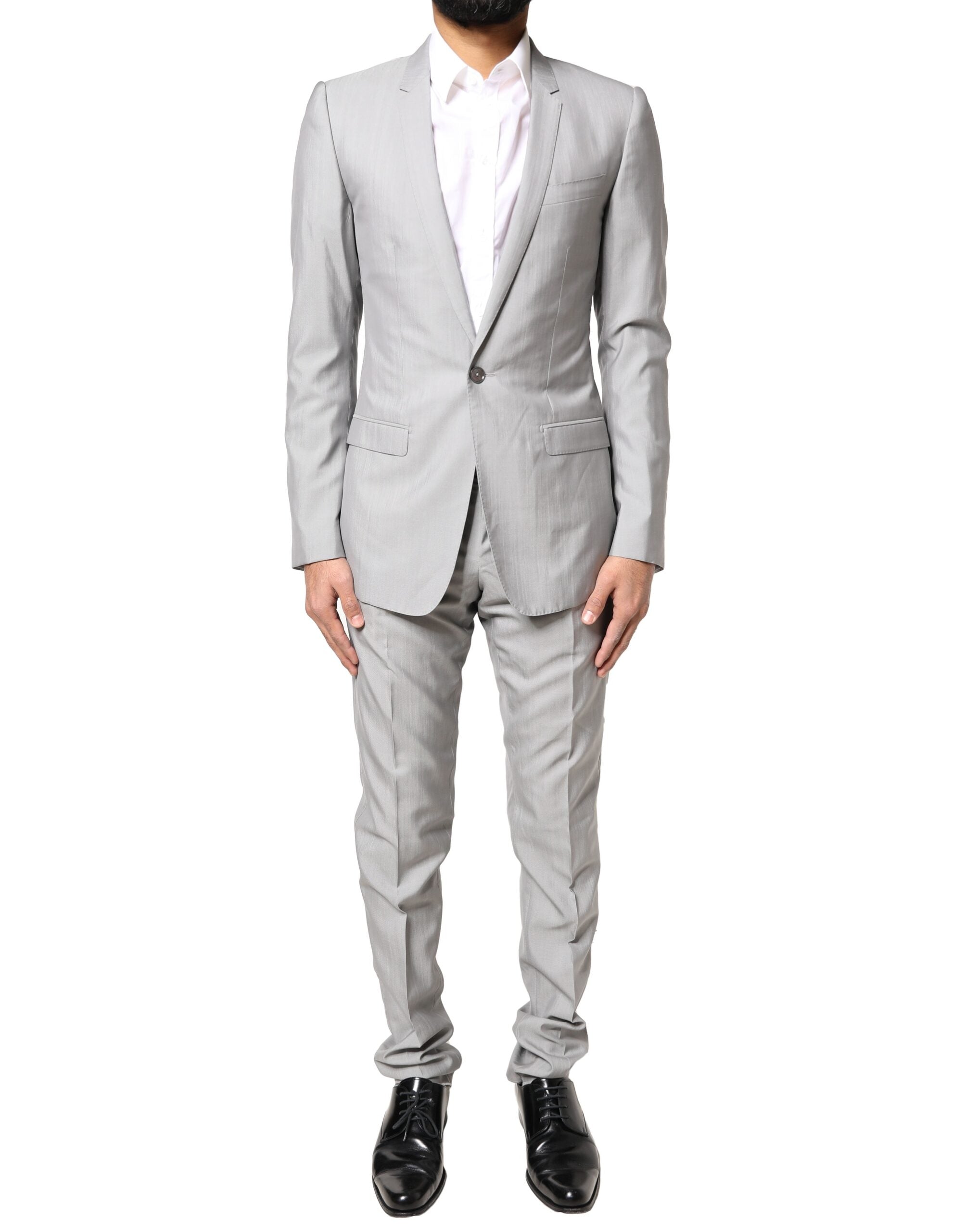 Traje de lana gris claro Dolce & Gabbana DORADO, 2 piezas, traje formal-2