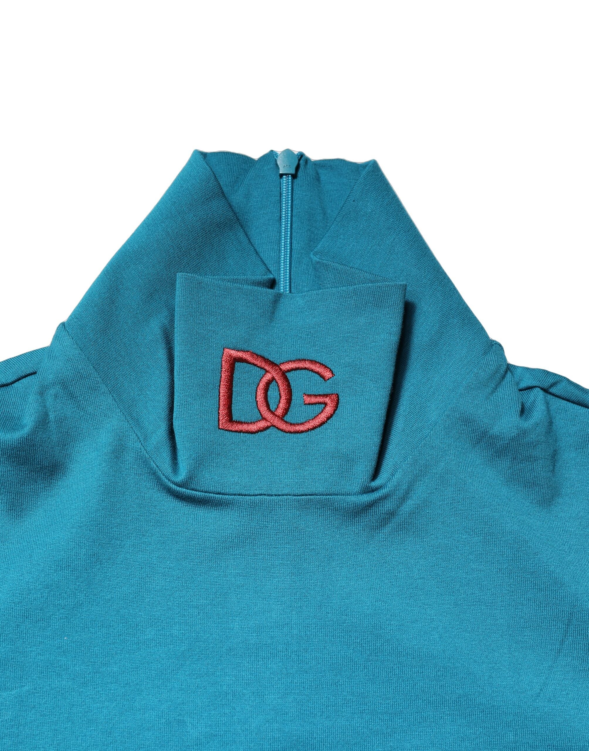 Dolce & Gabbana Blauer Baumwoll-Rollkragenpullover mit langen Ärmeln-5