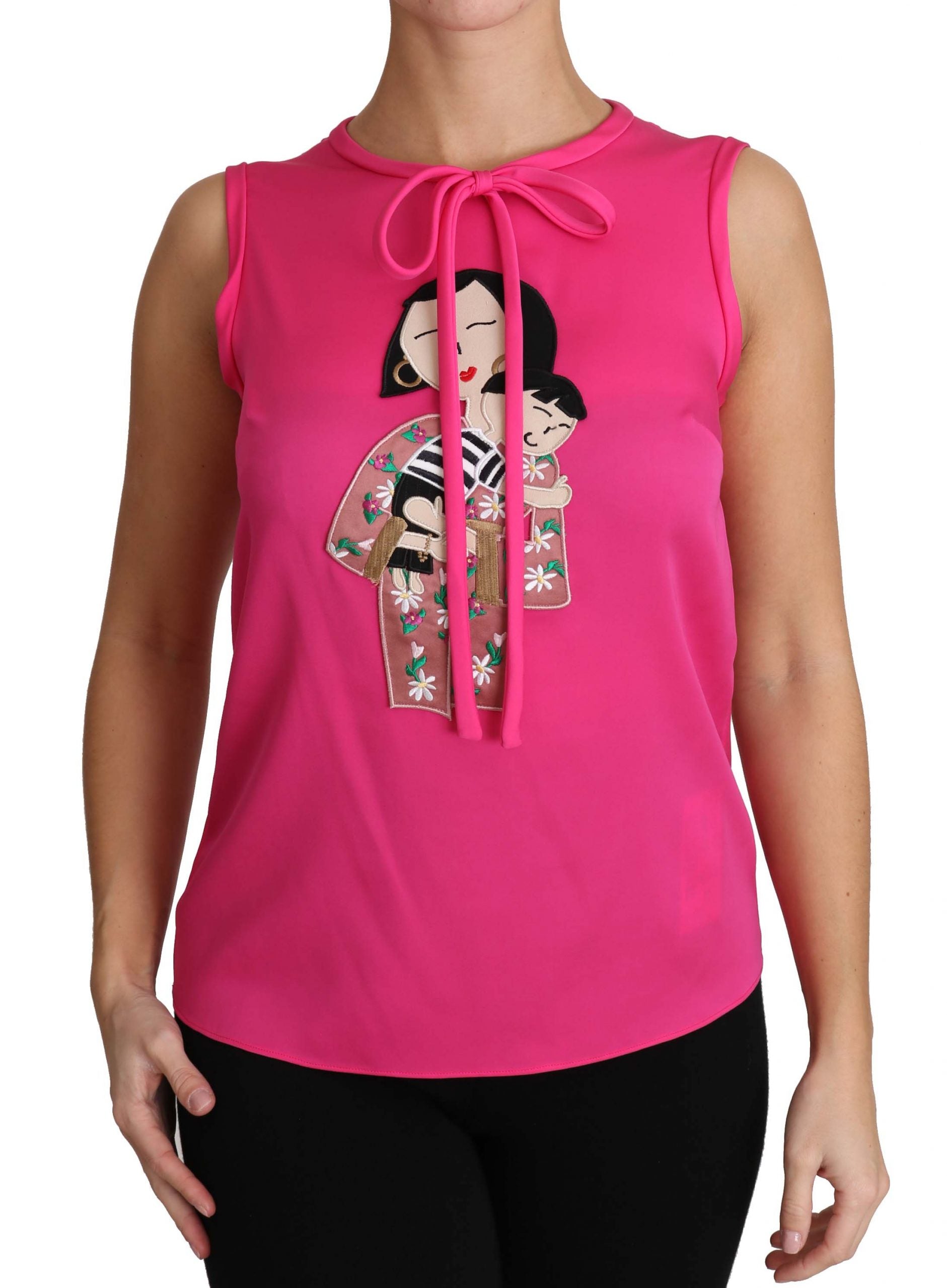 Blusa de mamá con camiseta sin mangas de seda rosa de Dolce & Gabbana-3