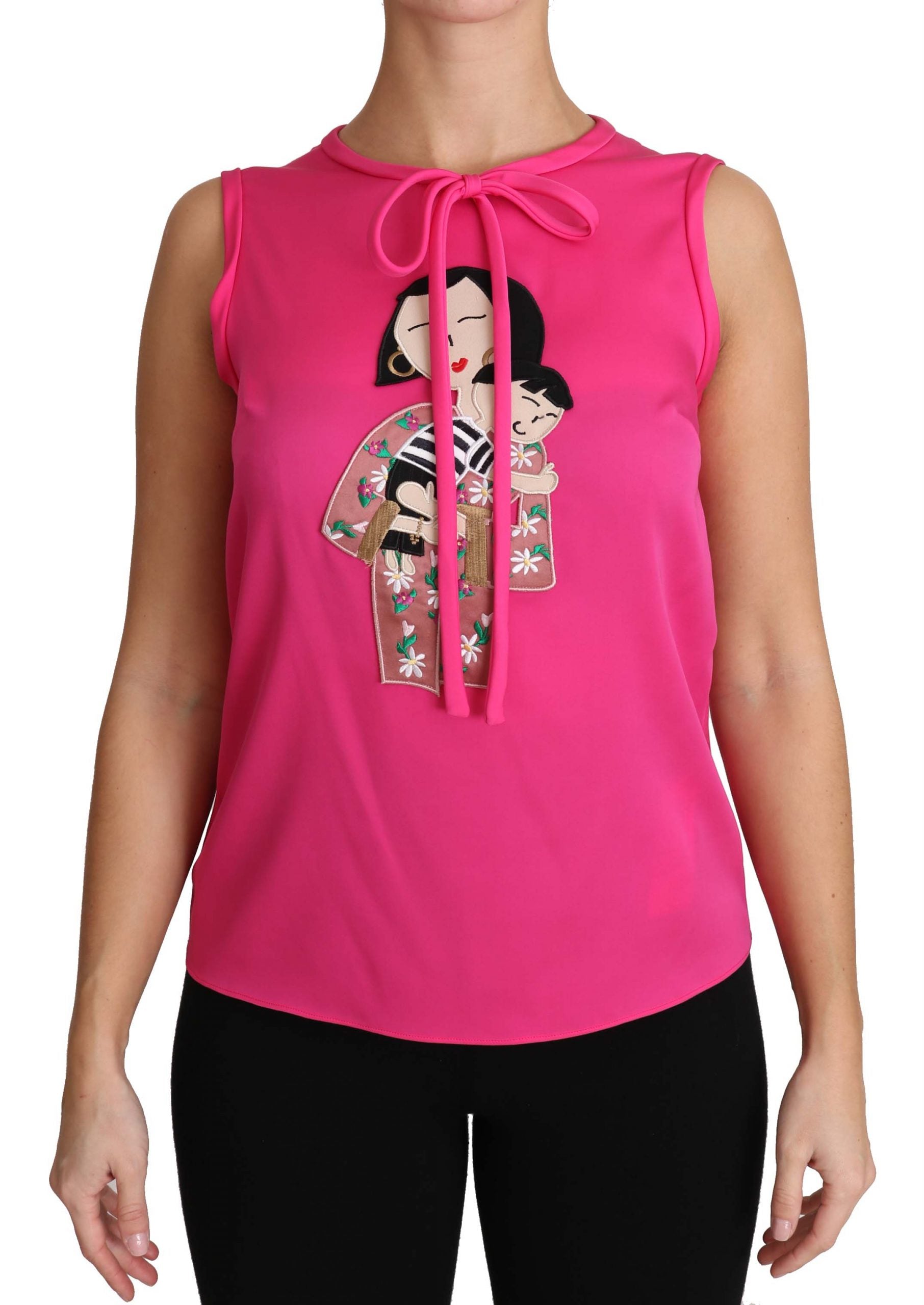 Blusa de mamá con camiseta sin mangas de seda rosa de Dolce & Gabbana-1