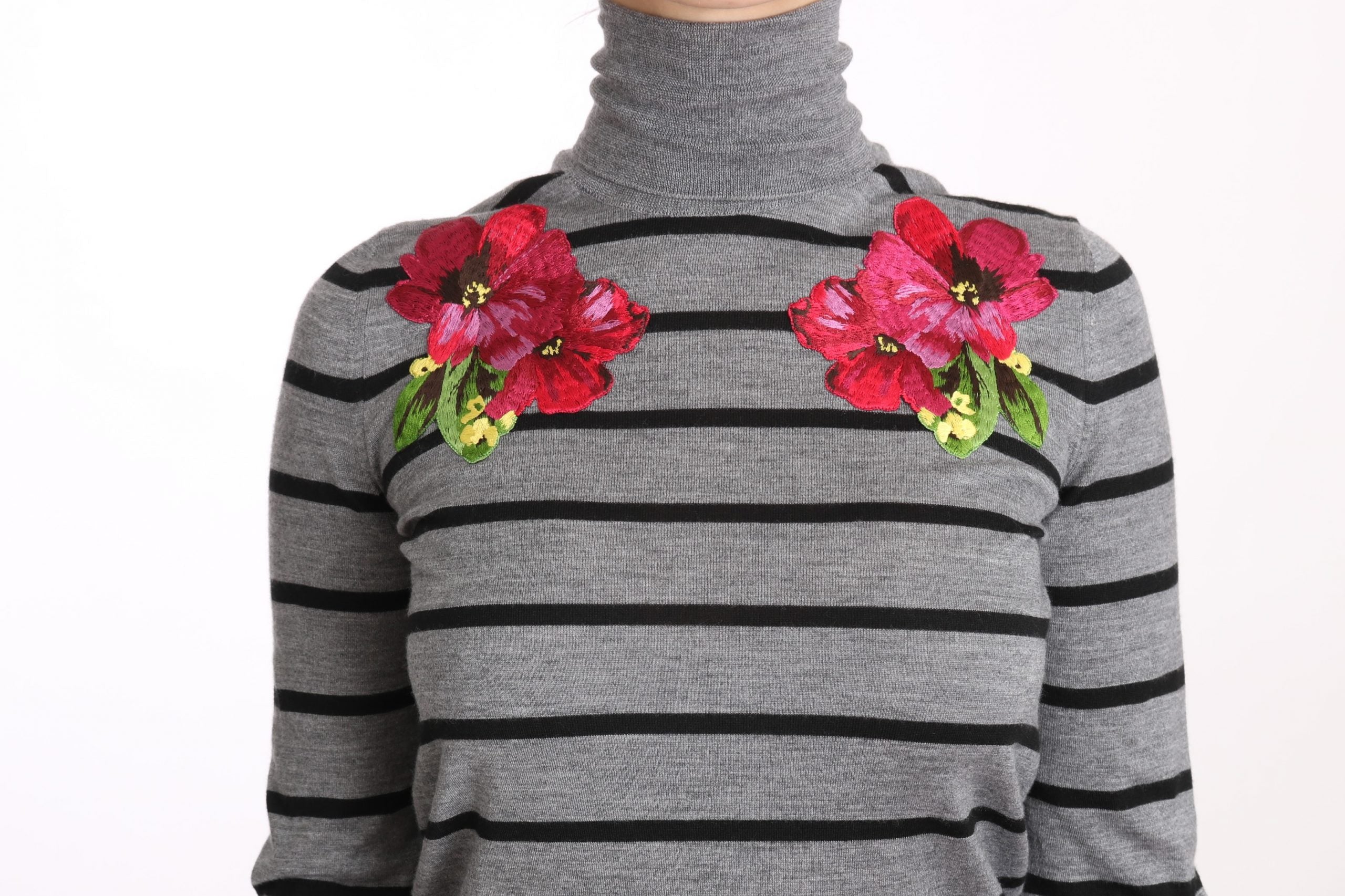 Suéter de cuello alto de seda y cachemira gris de Dolce & Gabbana-3