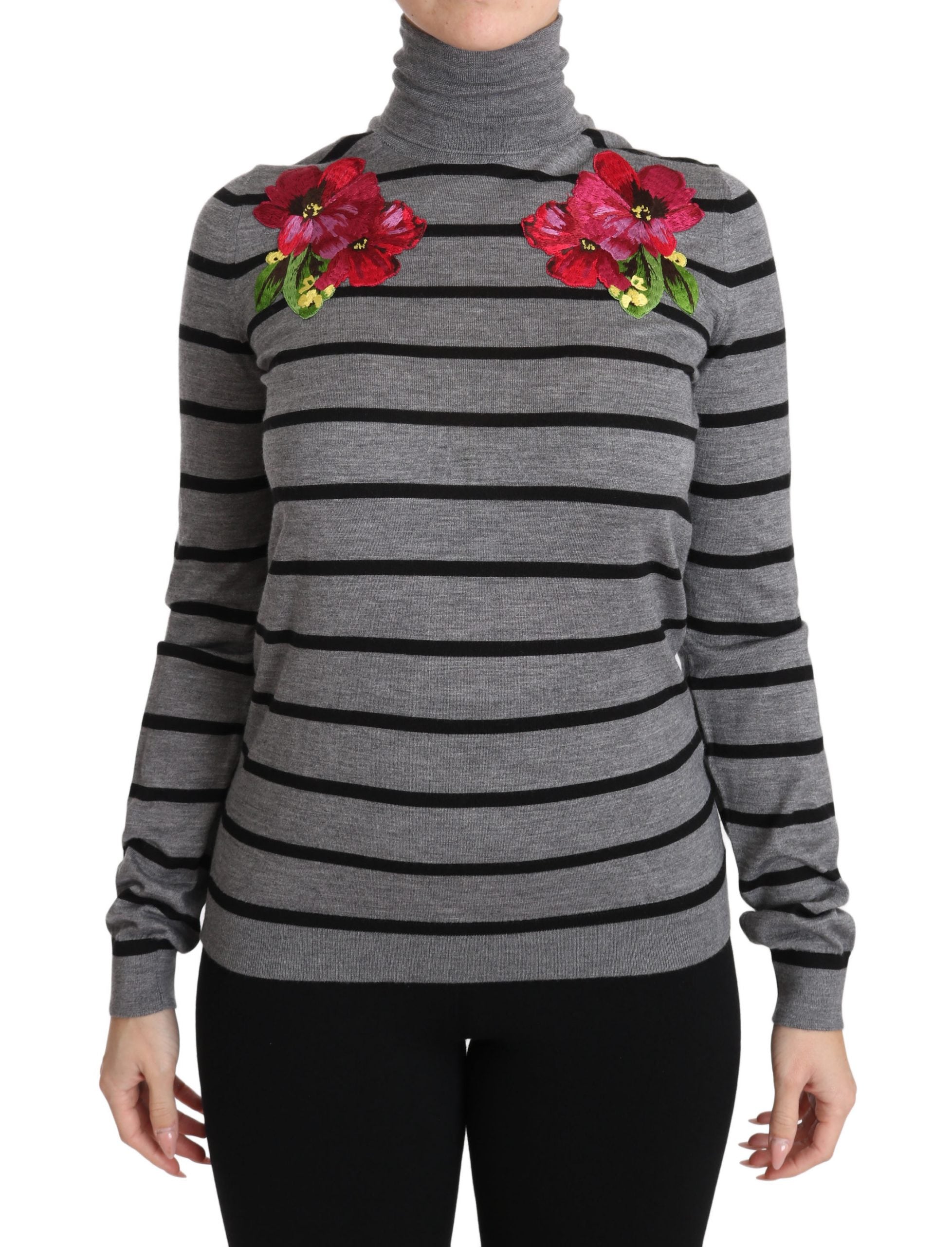 Suéter de cuello alto de seda y cachemira gris de Dolce & Gabbana-1