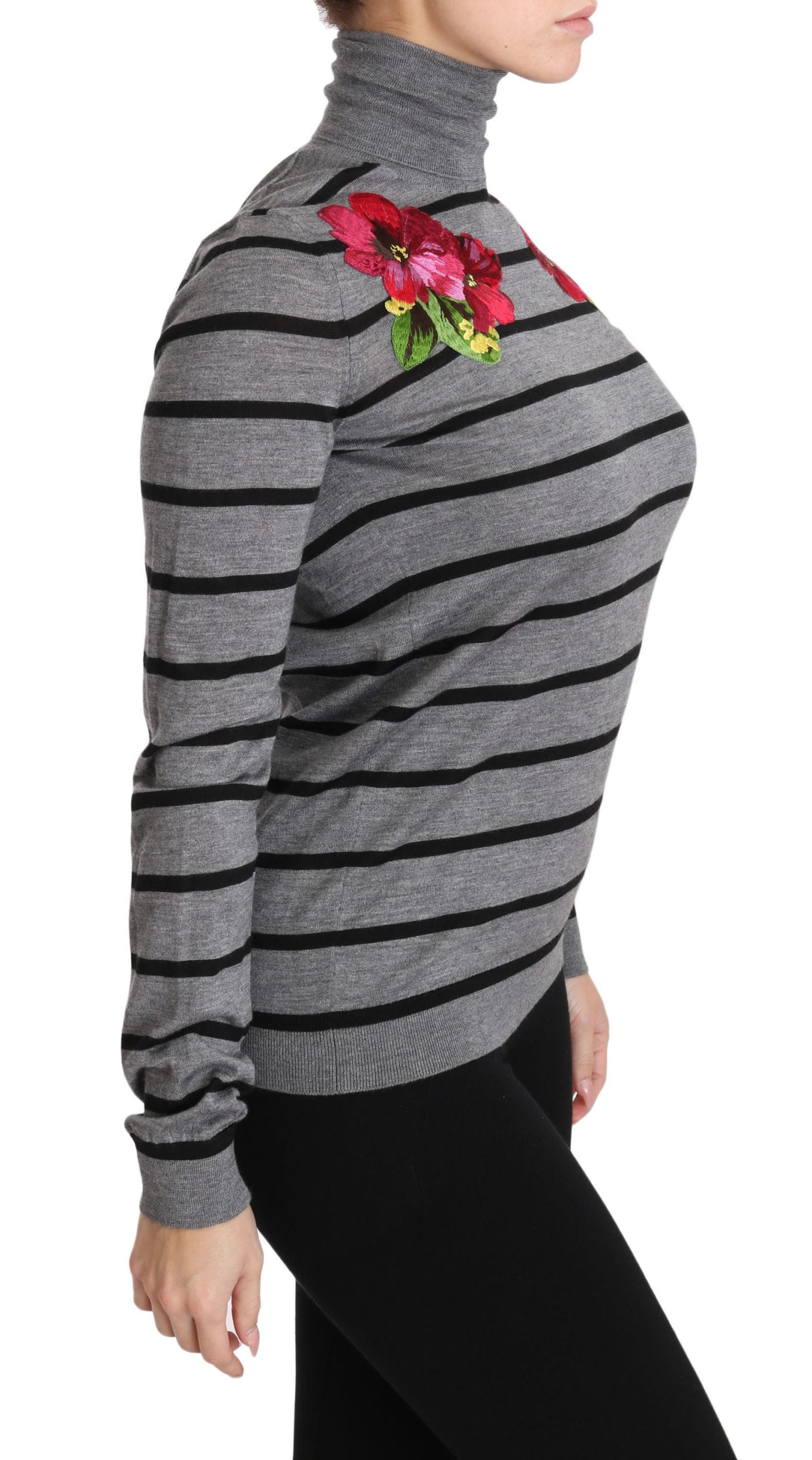 Suéter de cuello alto de seda y cachemira gris de Dolce & Gabbana-5