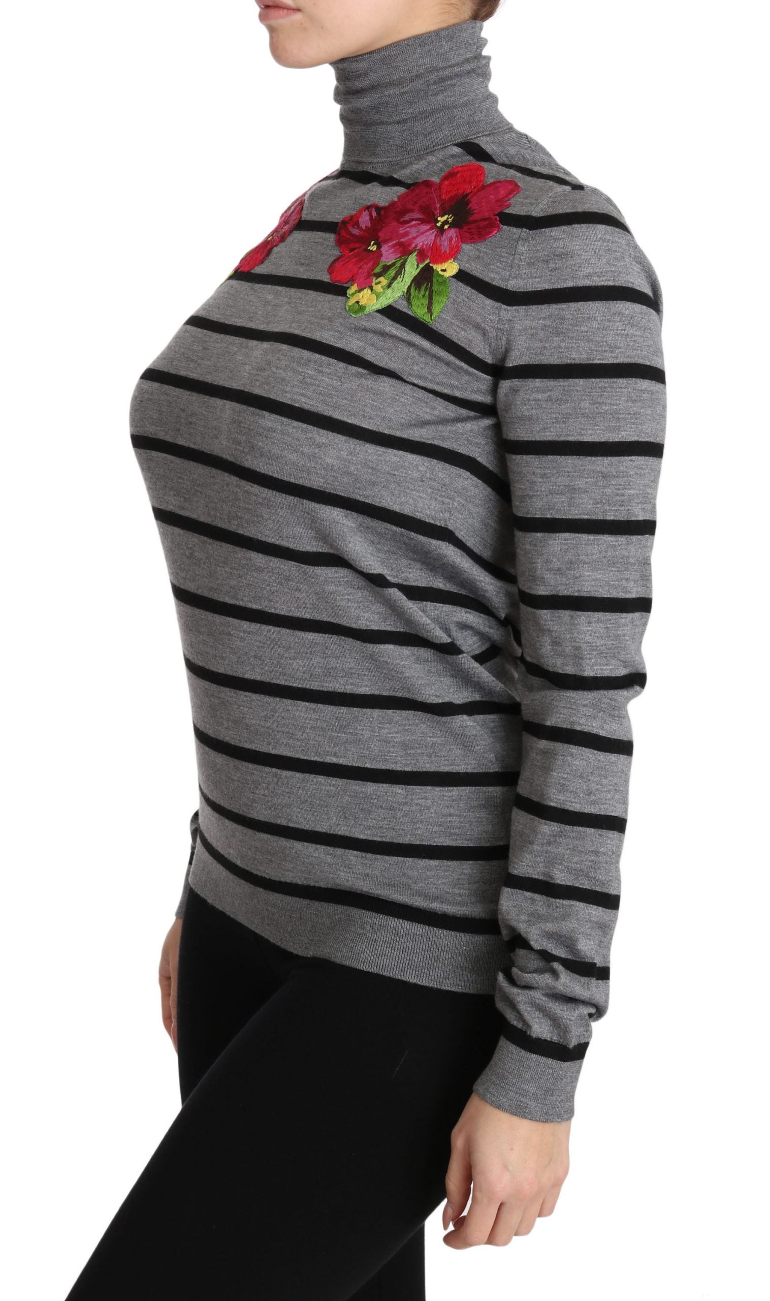 Suéter de cuello alto de seda y cachemira gris de Dolce & Gabbana-6