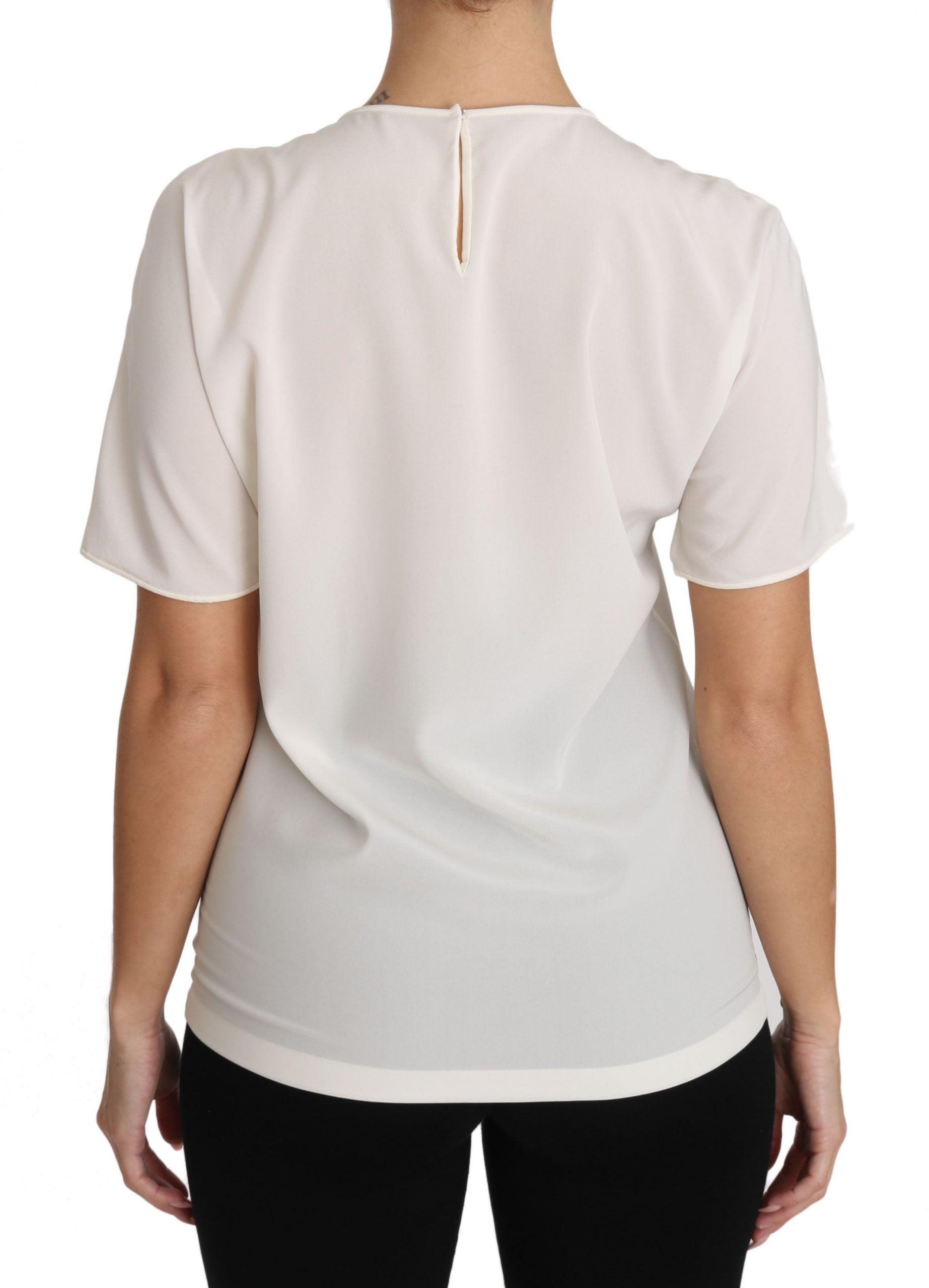Dolce & Gabbana Weißes Seidenstretch-T-Shirt #dgfamily-3