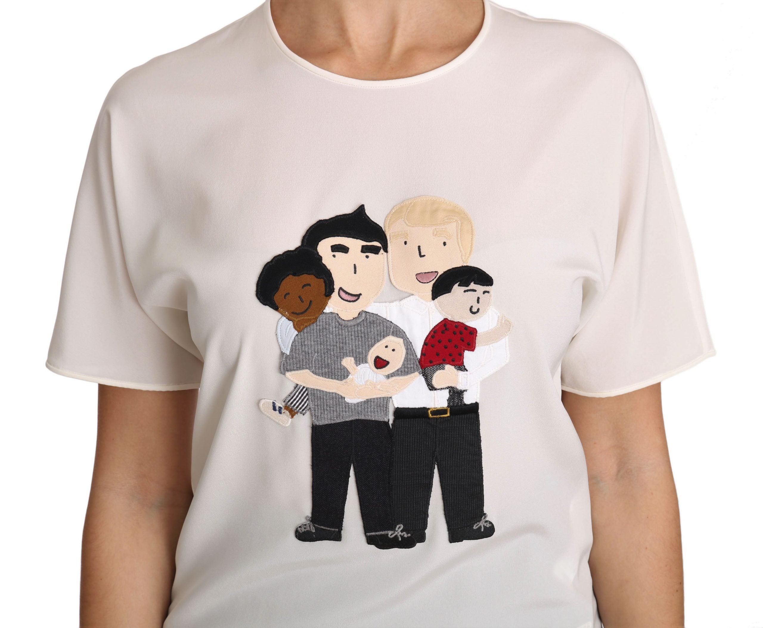 Dolce & Gabbana Weißes Seidenstretch-T-Shirt #dgfamily-4