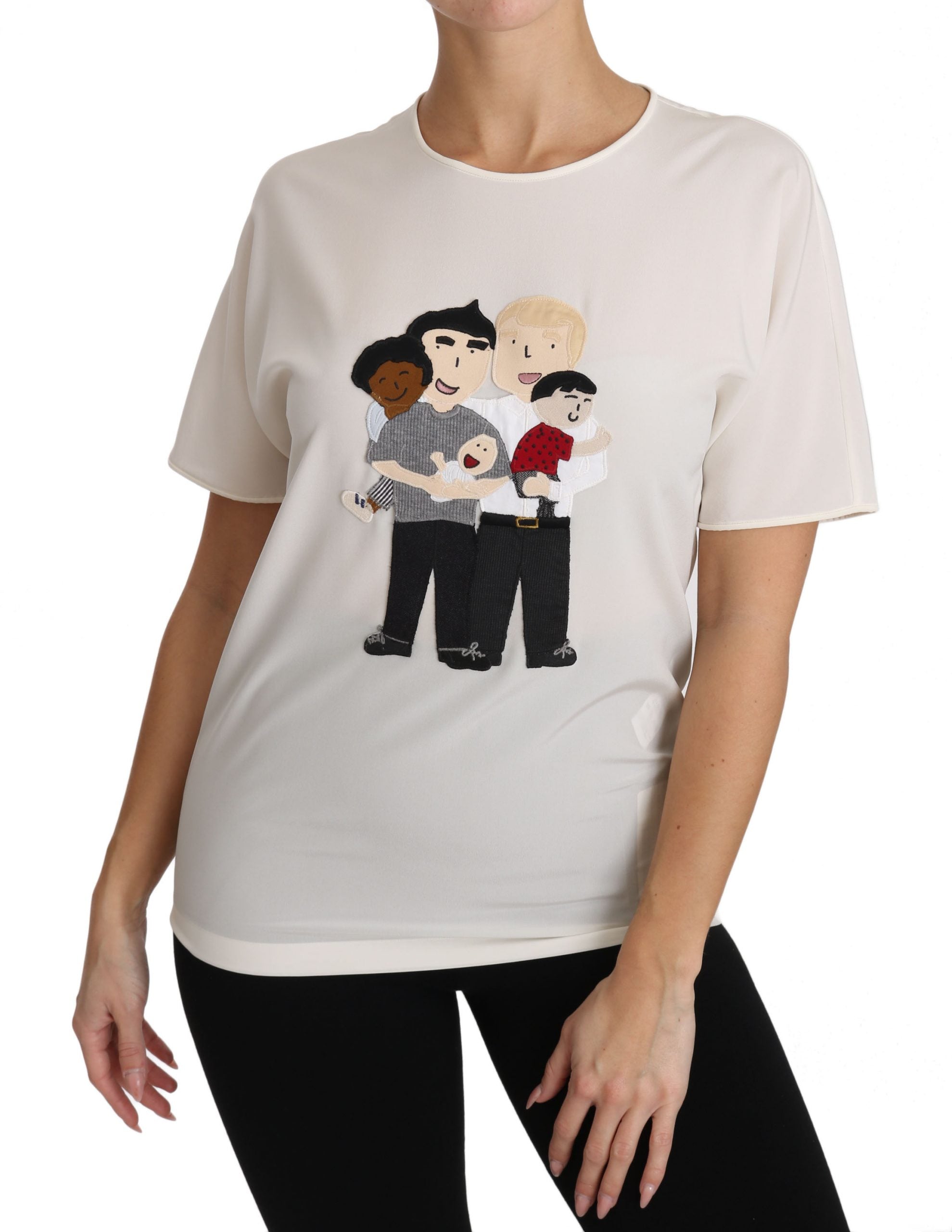 Dolce & Gabbana Weißes Seidenstretch-T-Shirt #dgfamily-5