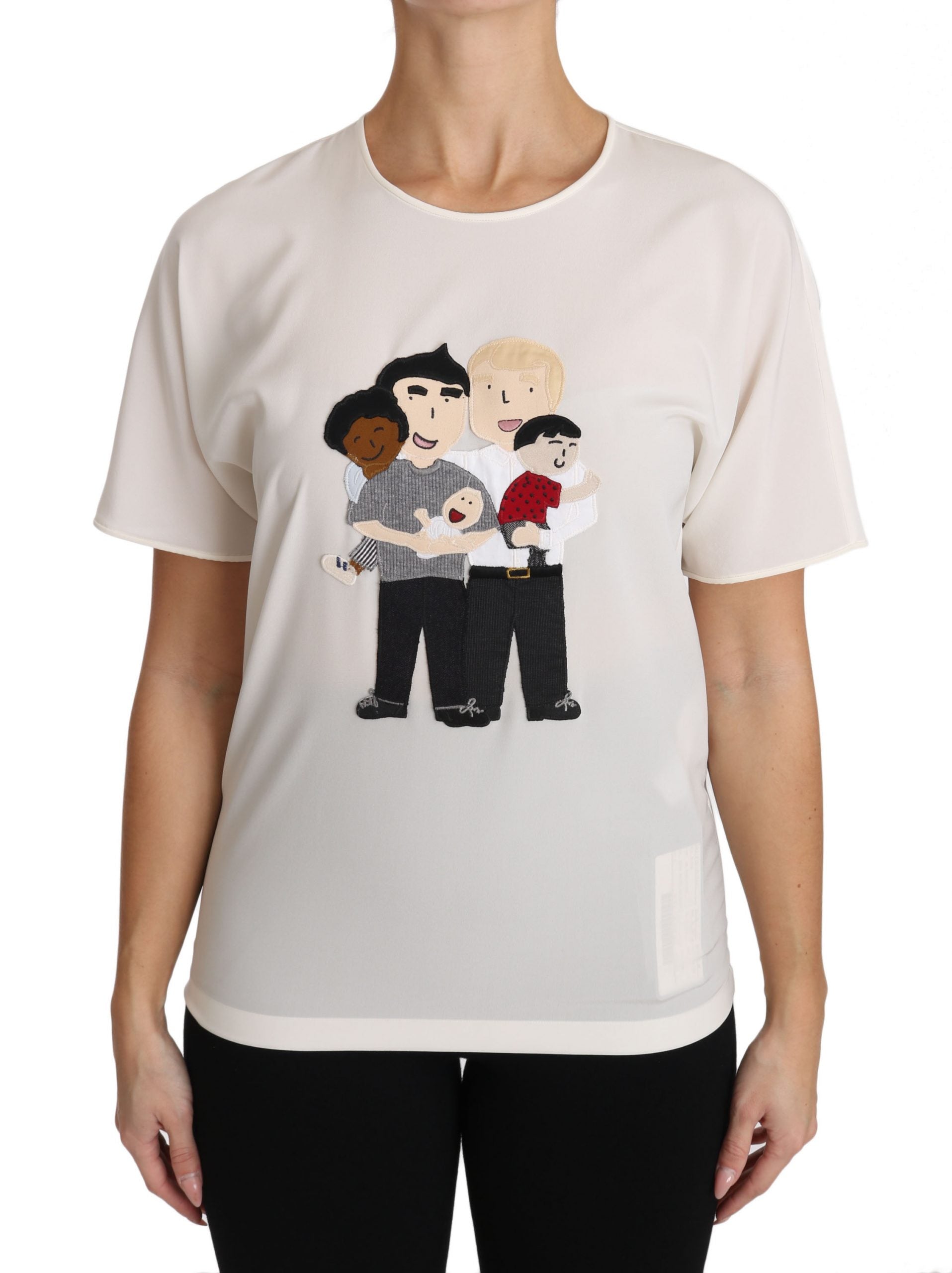 Dolce & Gabbana Weißes Seidenstretch-T-Shirt #dgfamily-1