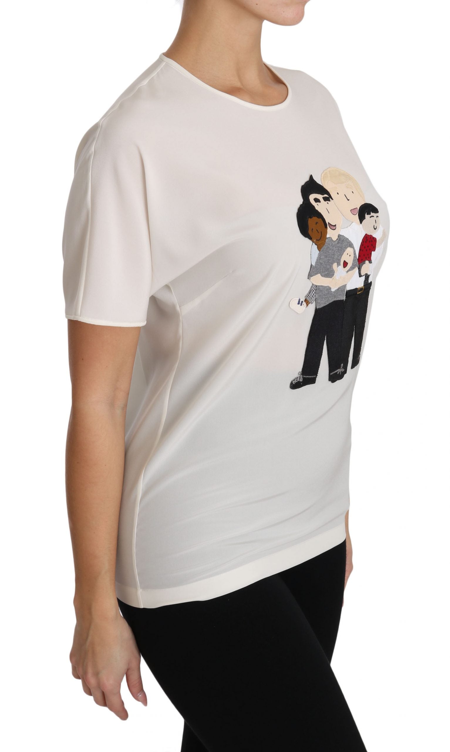 Dolce & Gabbana Weißes Seidenstretch-T-Shirt #dgfamily-6