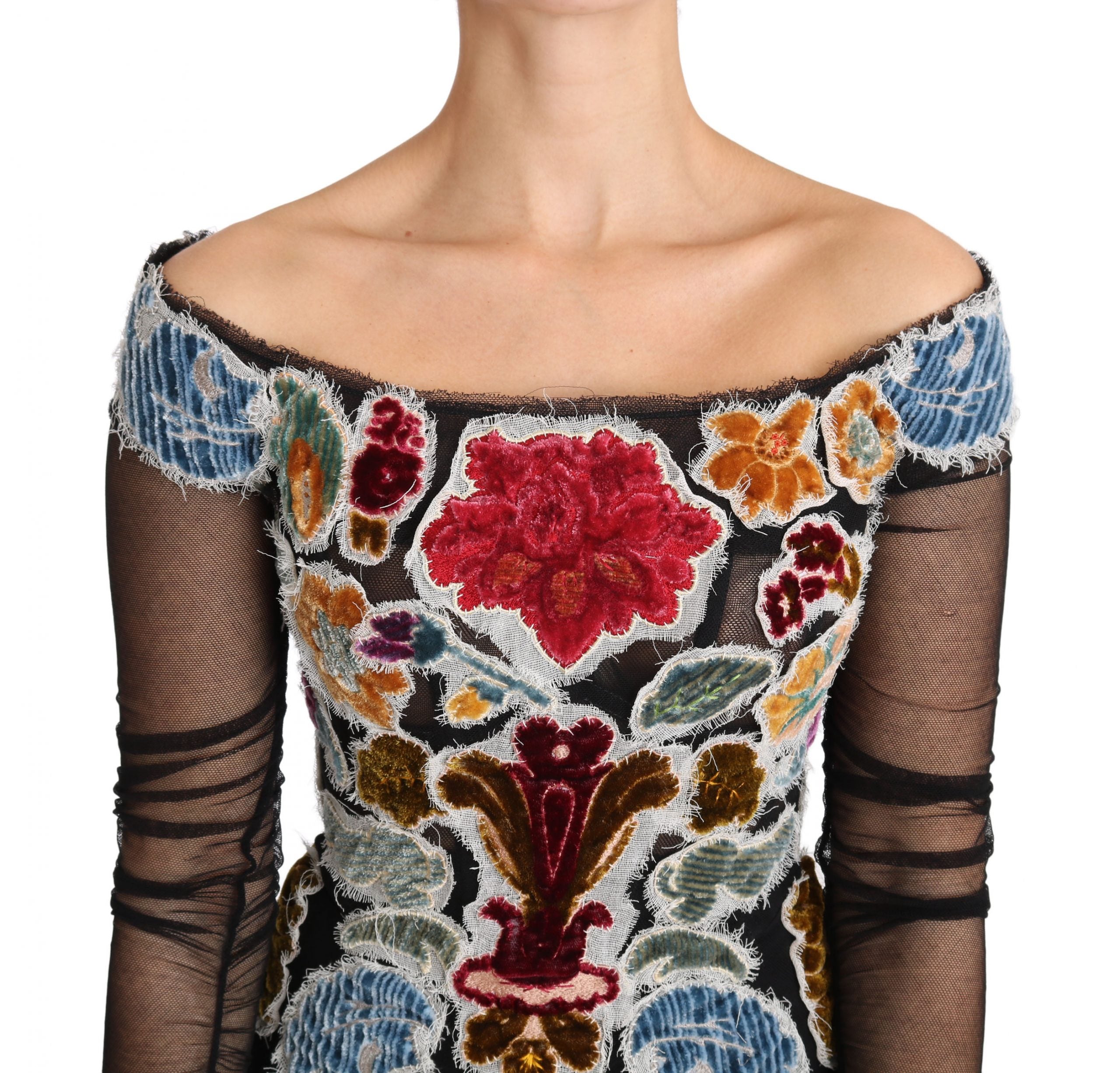 Dolce & Gabbana Black Floral Ricamo Top T-Shirt Blouse-2