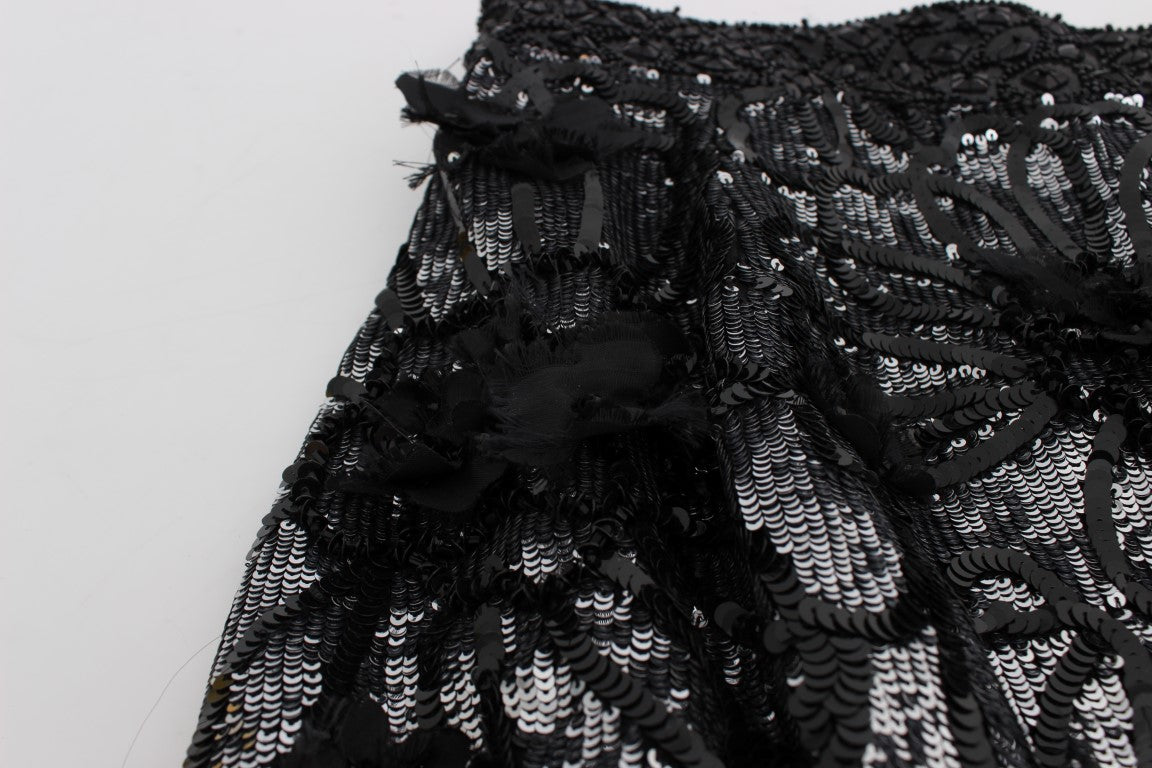 Dolce & Gabbana Schwarze Mini-Shorts mit Kristallpailletten-6