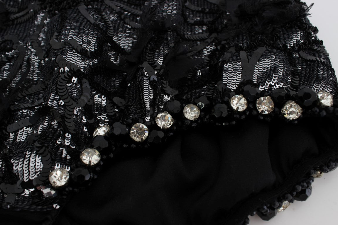 Dolce & Gabbana Schwarze Mini-Shorts mit Kristallpailletten-7